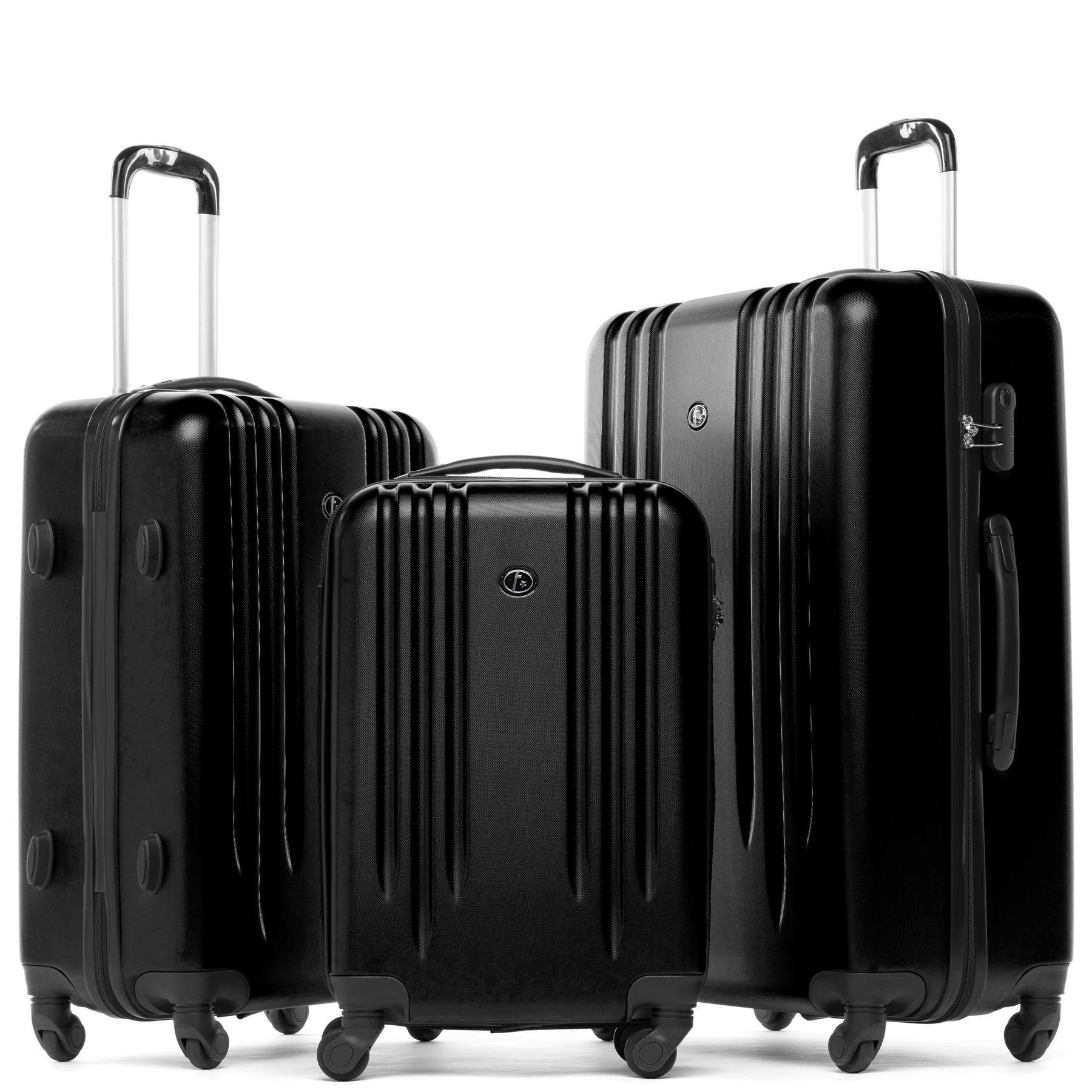 FERGÉ Kofferset Kofferset mit Trolley Marseille, Hartschale 3er-Set, Reisekoffer mit 4 Rollen, Koffer-Set 3-teilig schwarz