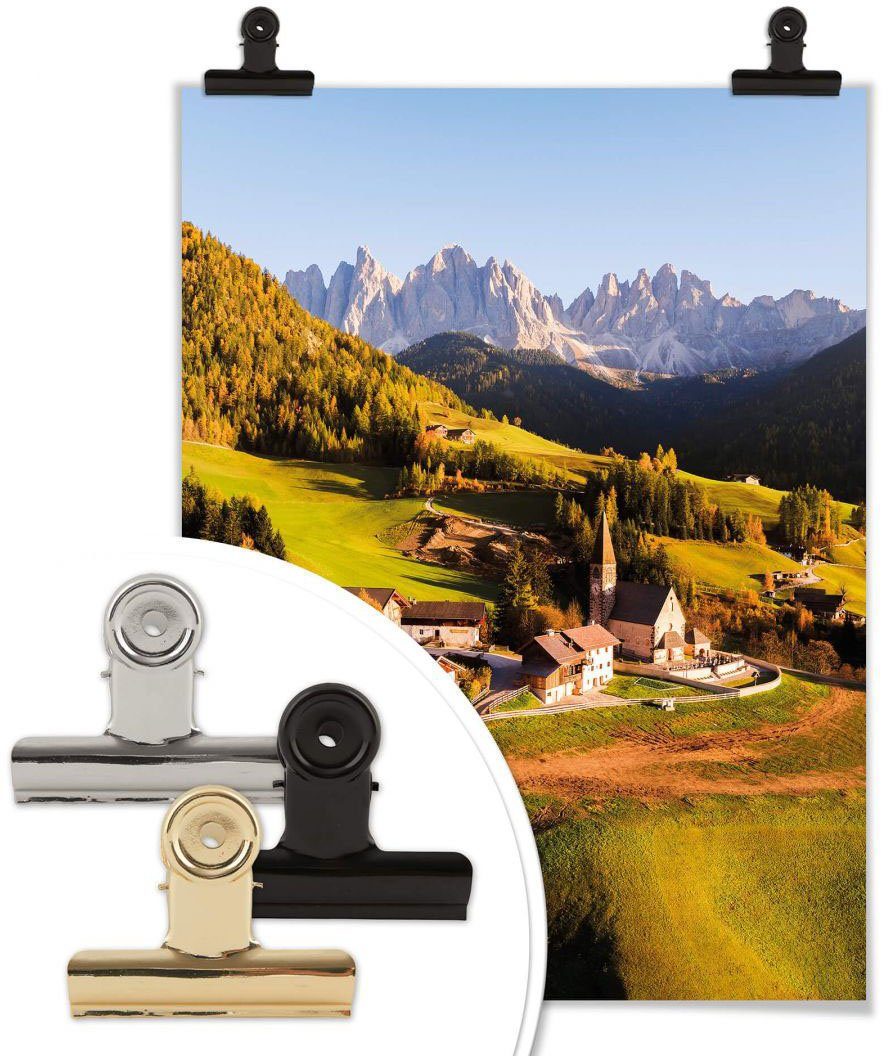 Landschaften Dolomiten, Poster St), Wall-Art Dorf Bild, Wandposter Wandbild, (1 Poster,