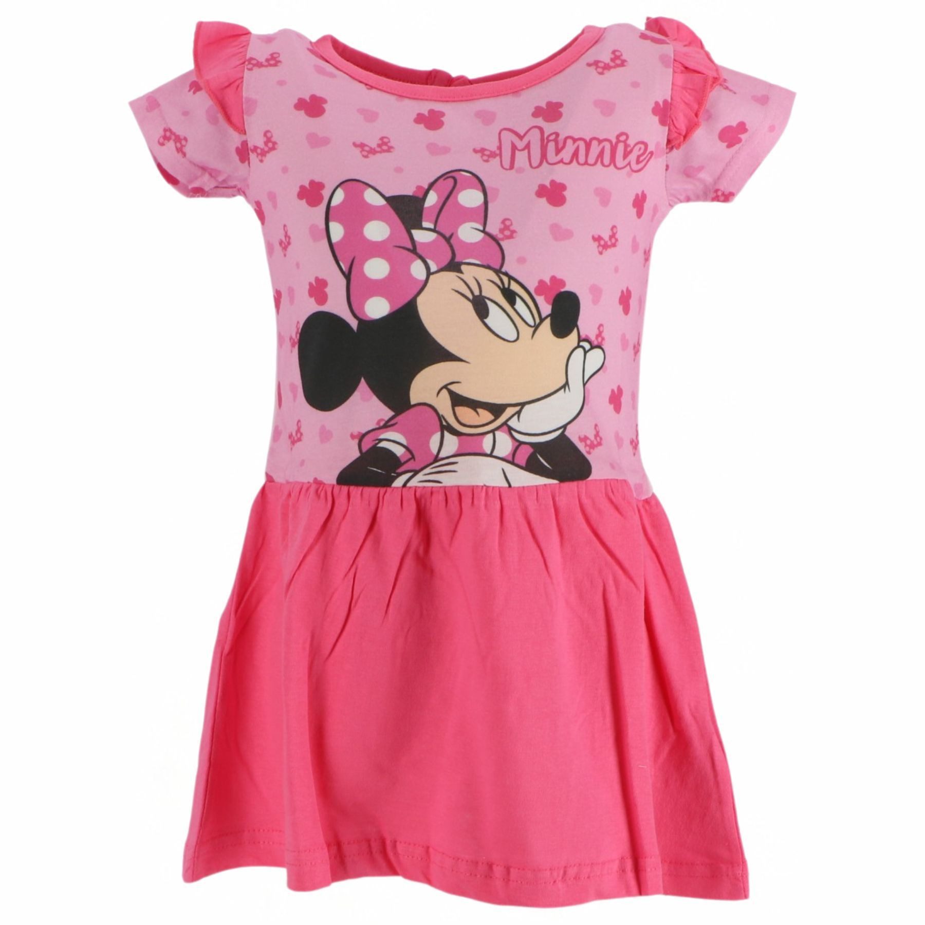 Disney Minnie Mouse Midikleid Kinderkleid Pink Mädchen Kleid aus Baumwolle
