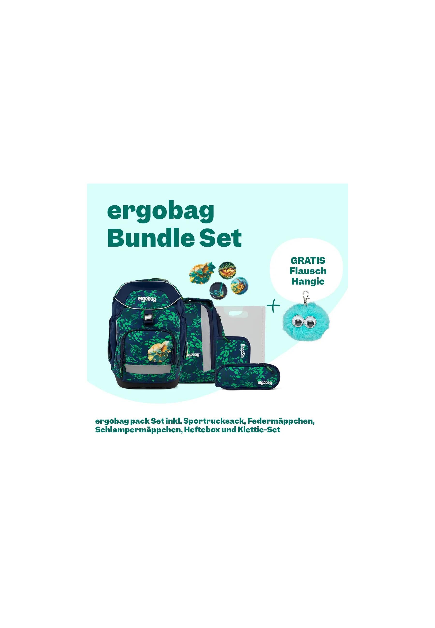 ergobag Schulranzen pack Set Bundle . (7-tlg., 7-teiliges Set), größenverstellbares Rückensystem