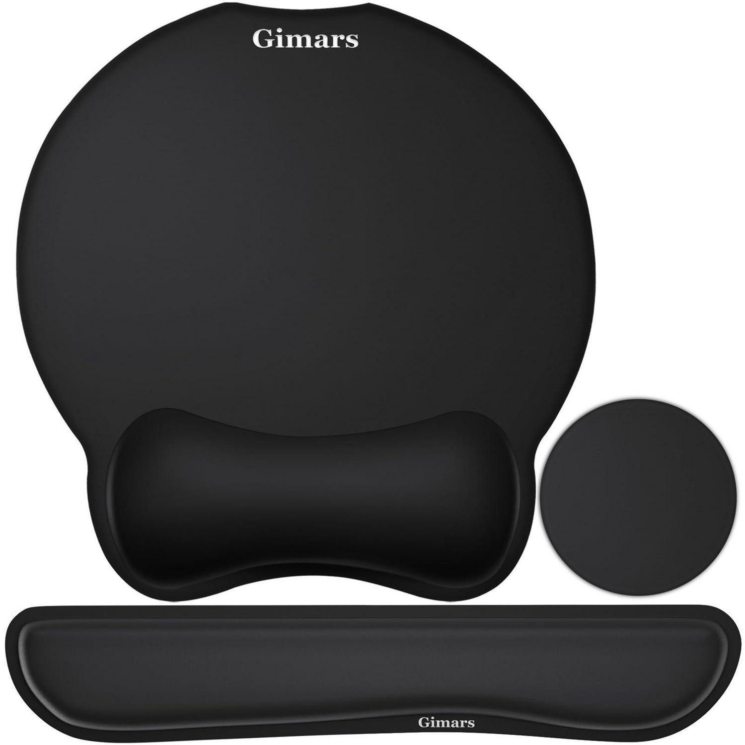 LuxusKollektion Mauspad Ergonomisches Mauspad & Tastaturauflage Set Schwarz (3-St)