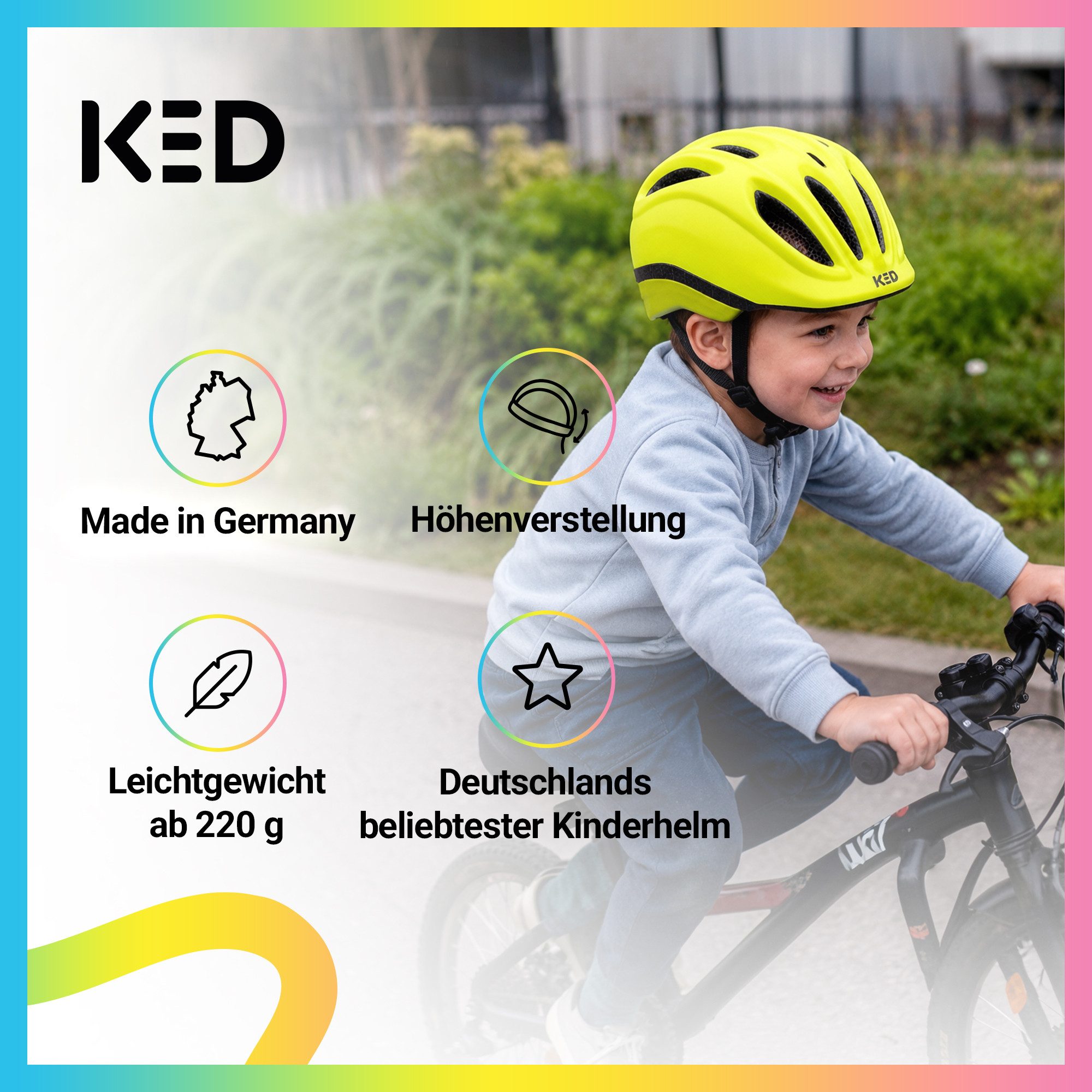 KED Fahrradhelm Meggy II Trend Kinderhelm, LED Rücklicht, MaxShell Technologie, Präzise Größenverstellung