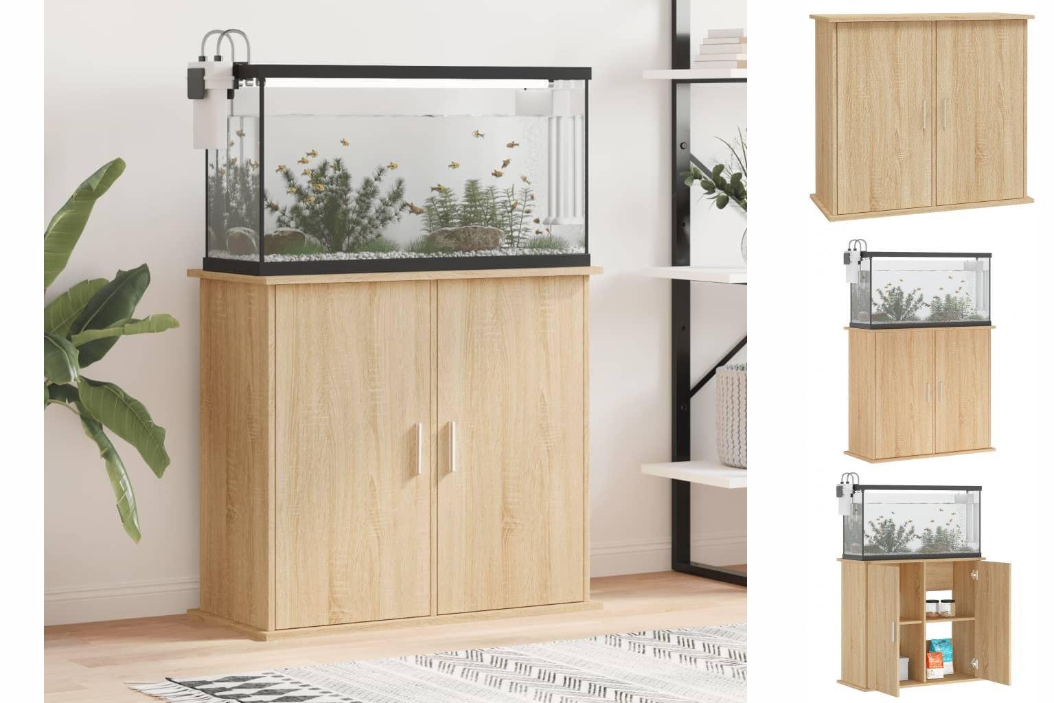 vidaXL Aquariumunterschrank Aquariumständer Sonoma-Eiche Holzwerkstoff Aquarium Unters 81x36x73 cm