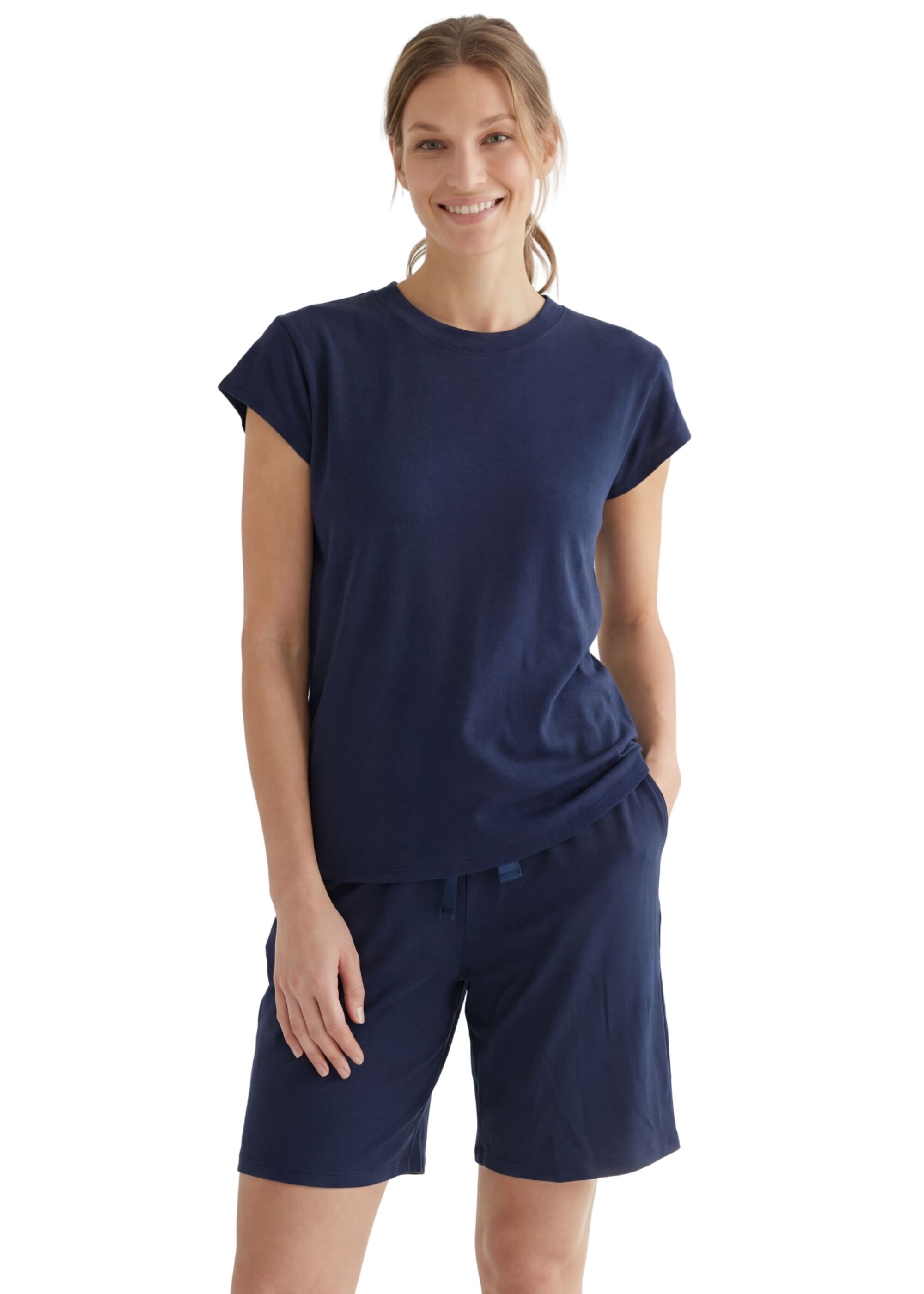 MYJAMA Pyjamashorts Bea long mit elastischem Bund