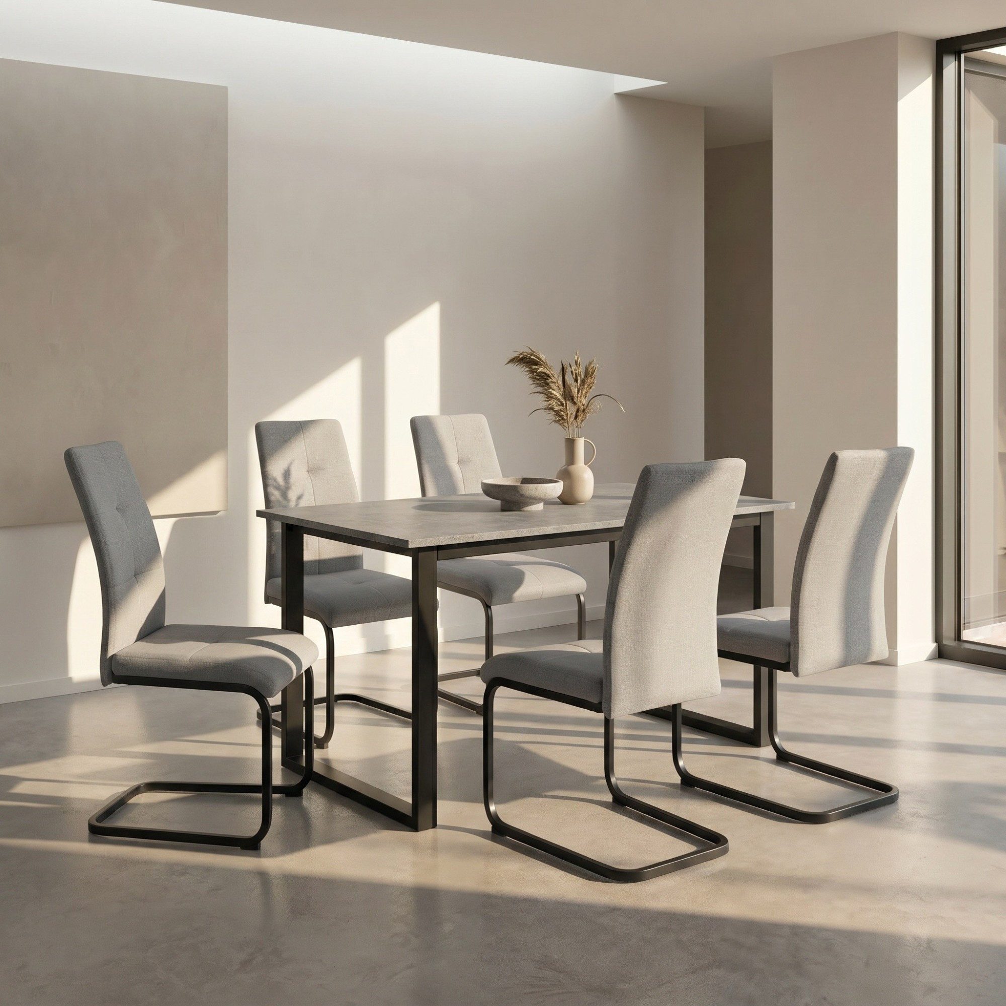 loft24 Esstisch Nolan - Esszimmertisch Küchentisch Tisch Holztisch Dining Table, rechteckige Tischplatte, Kufengestell Metall, Breite 160 cm