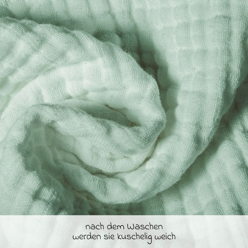 Makian Stoffwindeln Weiß / Mint / Iceberg Green / Grau, Mullwindeln Mulltücher 4 Stück 70x70 cm Spucktücher 100 % Baumwolle