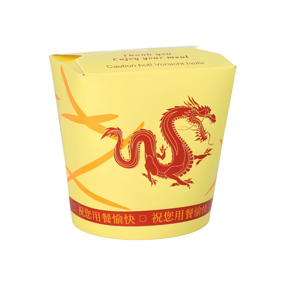 PAPSTAR Einweggeschirr-Set Snackboxen ASIA rund 900 ml 11,2 cm x 11 cm x 9,5 cm Dragon 500 Stk, Pappe, beschichtet