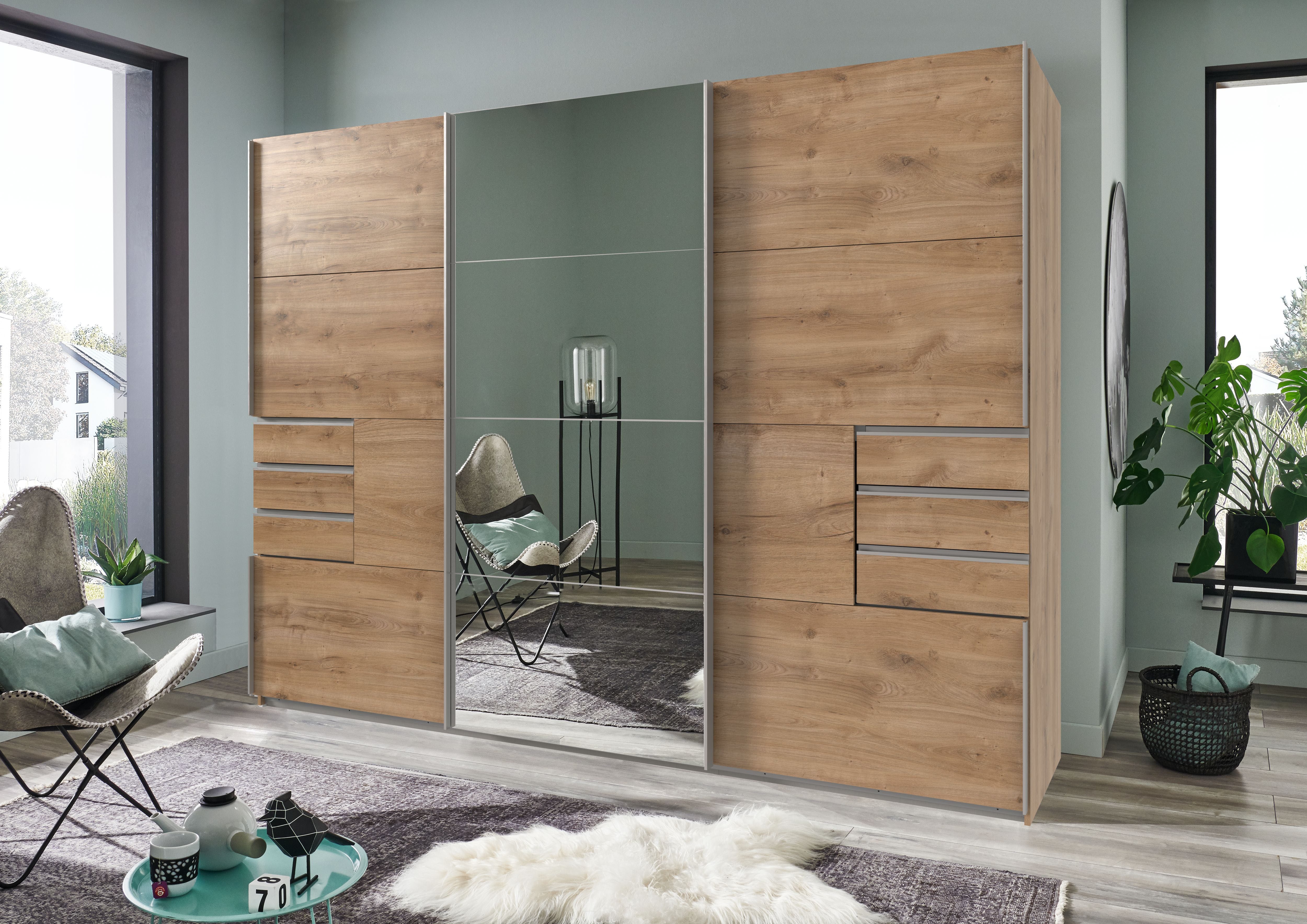 Wimex Schwebetürenschrank Saigon mit Spiegeltür, 3 Türen, 270cm breit – Bild 2 von 5