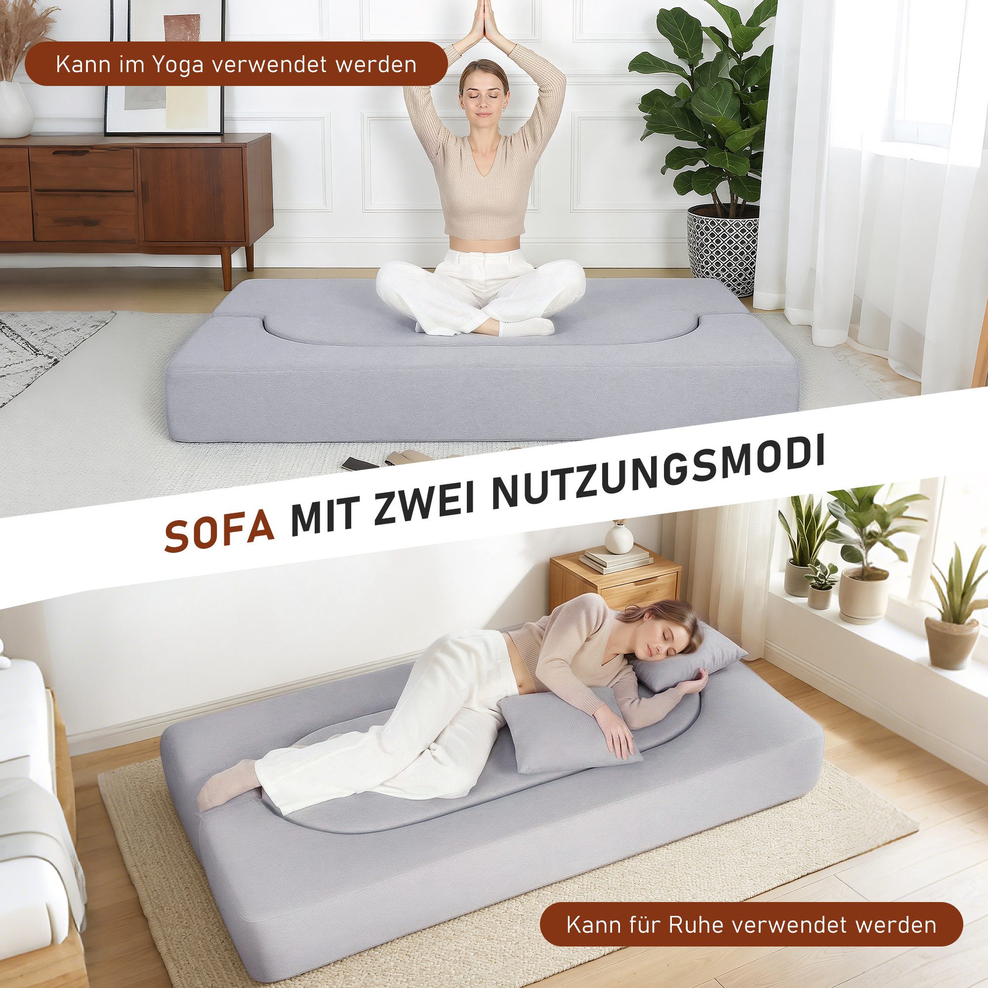 oyajia Schlafsofa Klappbares Knochenloses Schlafsofa mit 2 Kissen,193x81x49CM, 1 Teile, Bodensofa Bed mit Pillow Back Support Armrest - Schlafsofa Klappbar – Bild 5 von 5