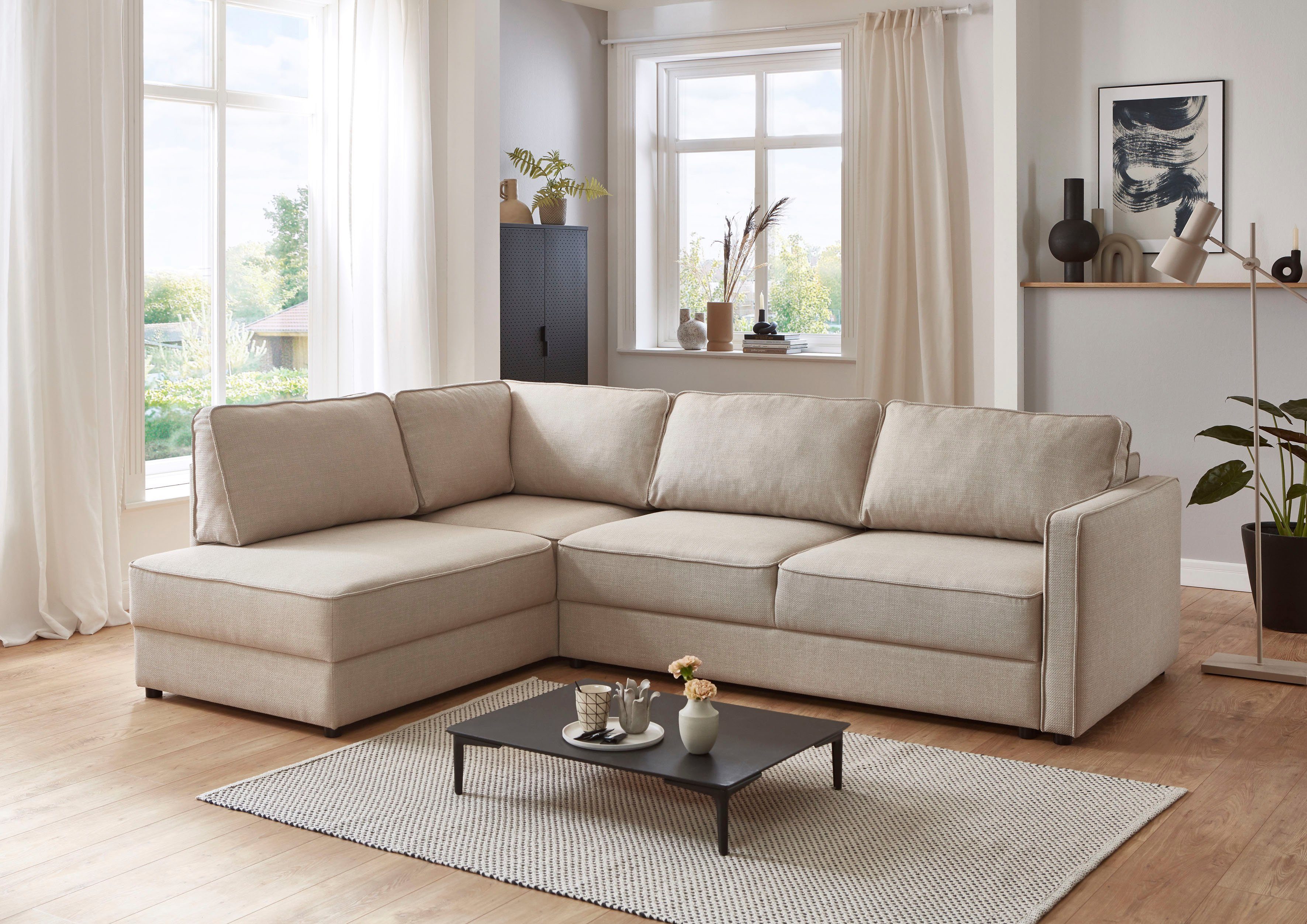 ATLANTIC home collection Schlafsofa Chill, Ecksofa mit Bettfunktion und Bettkasten