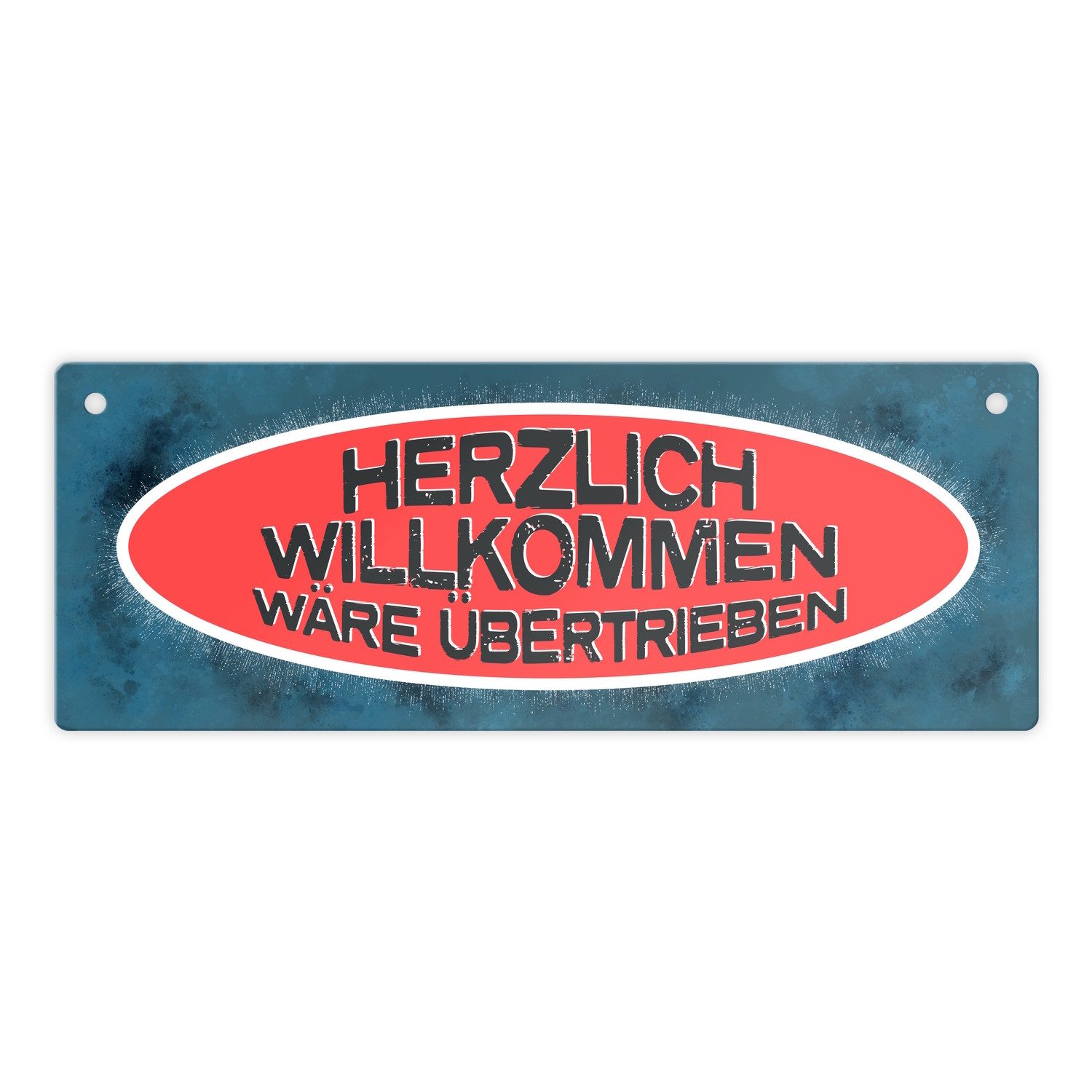 speecheese Metallschild Metallschild mit Spruch Herzlich Willkommen