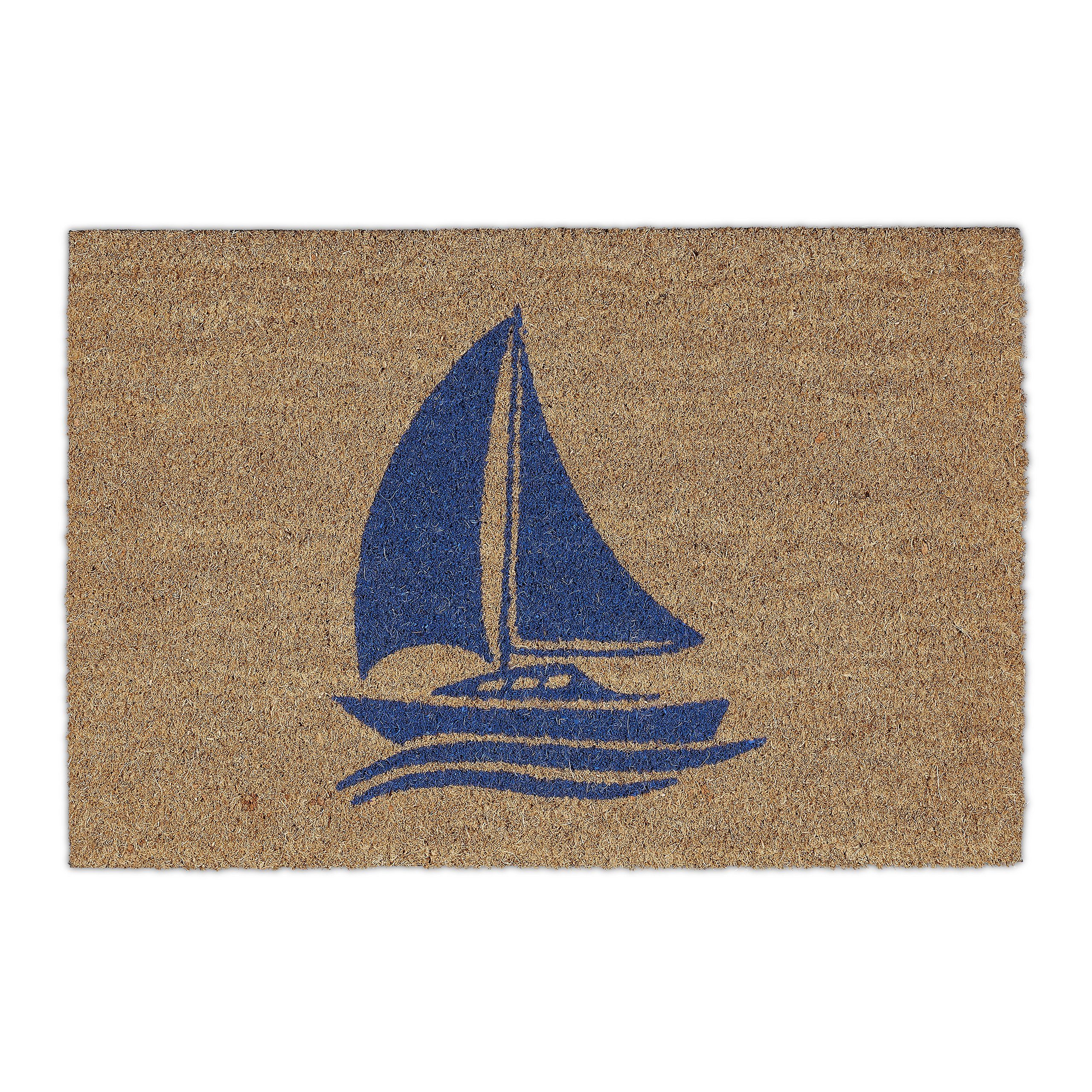 relaxdays Fußmatte mit Segelschiff natur, Höhe: günstig online kaufen