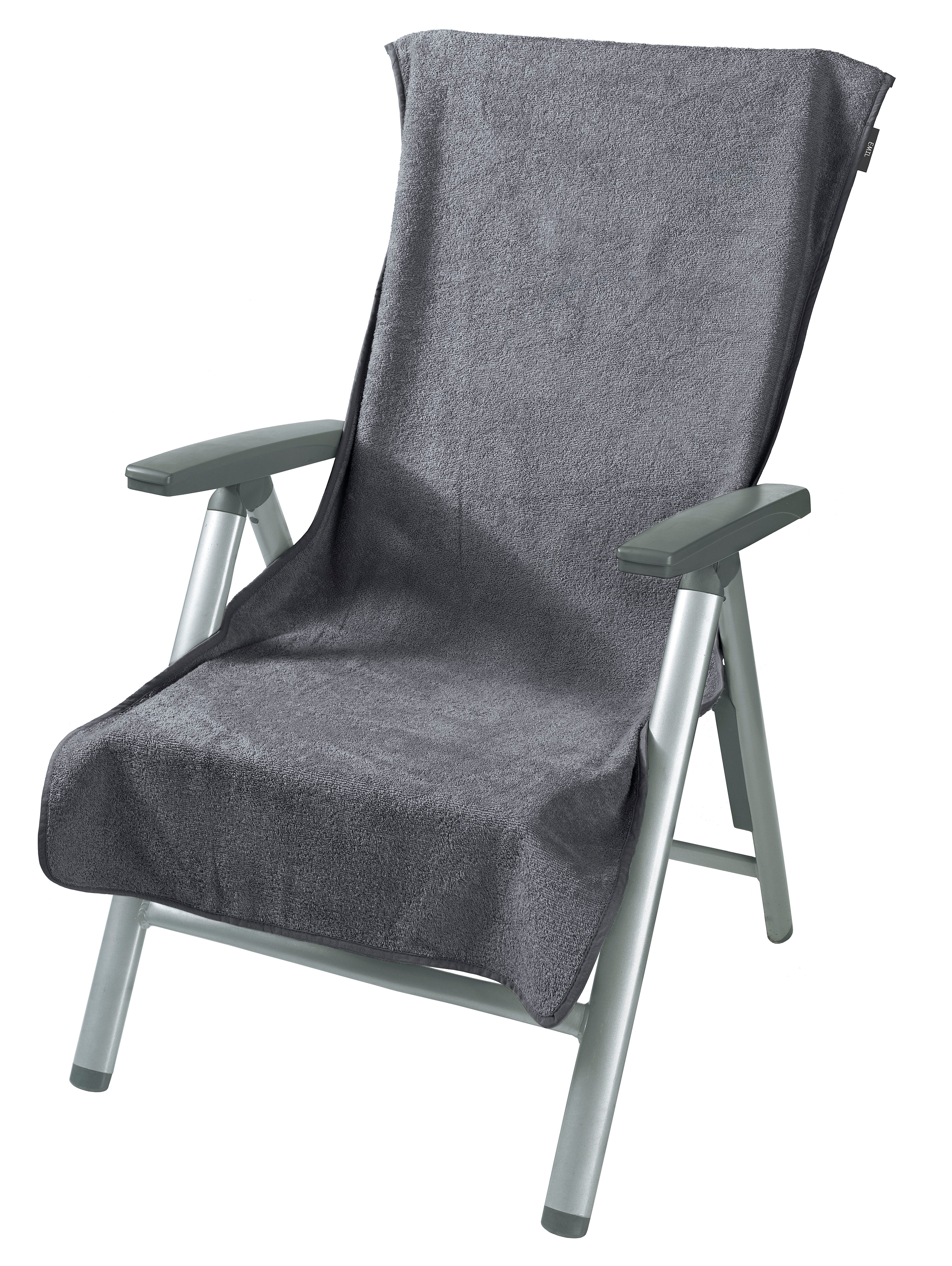 KH-Haushaltshandel Sitzauflage Frottier Gartenstuhlauflage, silber, 60x130cm mit 20cm Umschlag, (1 St)