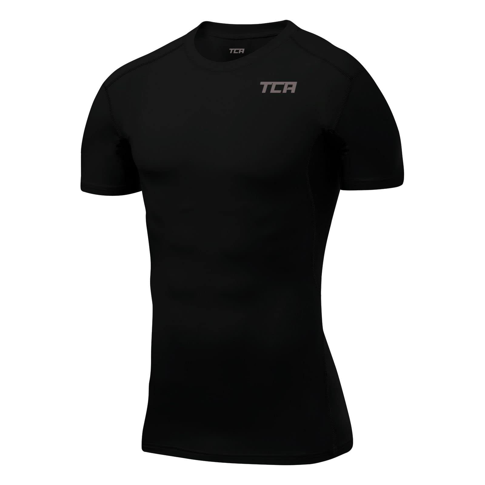 TCA Funktionsunterhemd Sportshirt für Herren - TCA HyperFusion, kurzärmlig, Schwarz | Funktionsunterhemden