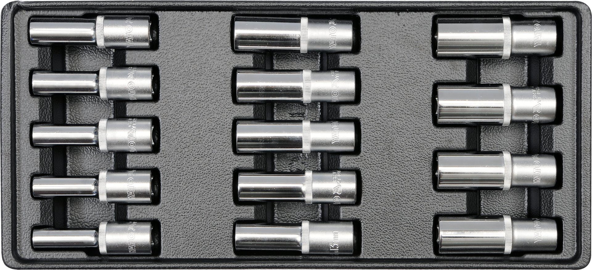 Yato Schubladeneinsatz Schubladeneinsatz 385x175x41mm inkl. mit Stecknüssen 1/2" 8-21mm (14 St., Schubladeneinsatz 385x175x41mm inkl. mit Stecknüssen 1/2" 8-21mm)