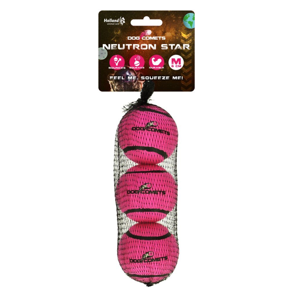Holland Animal Care Tierball Dog comets Neutron Star Pink 3pc with Squeaker