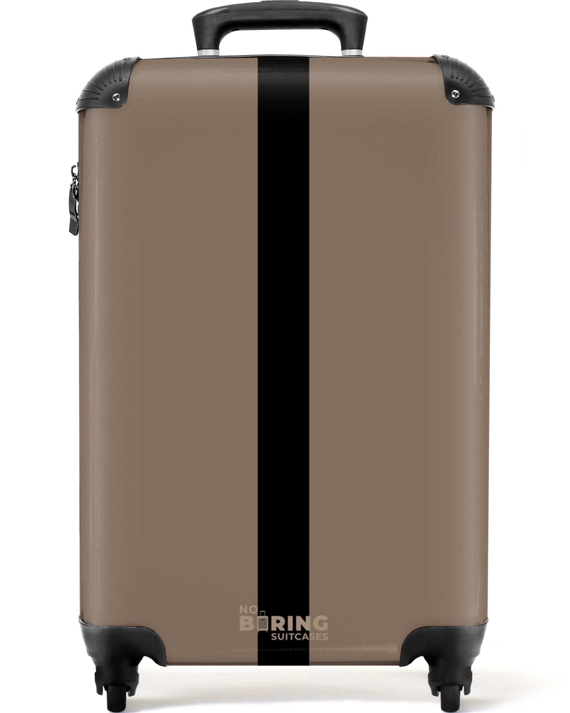 NoBoringSuitcases.com© Hartschalen-Trolley Hellbraun mit schwarzem Streifen günstig online kaufen