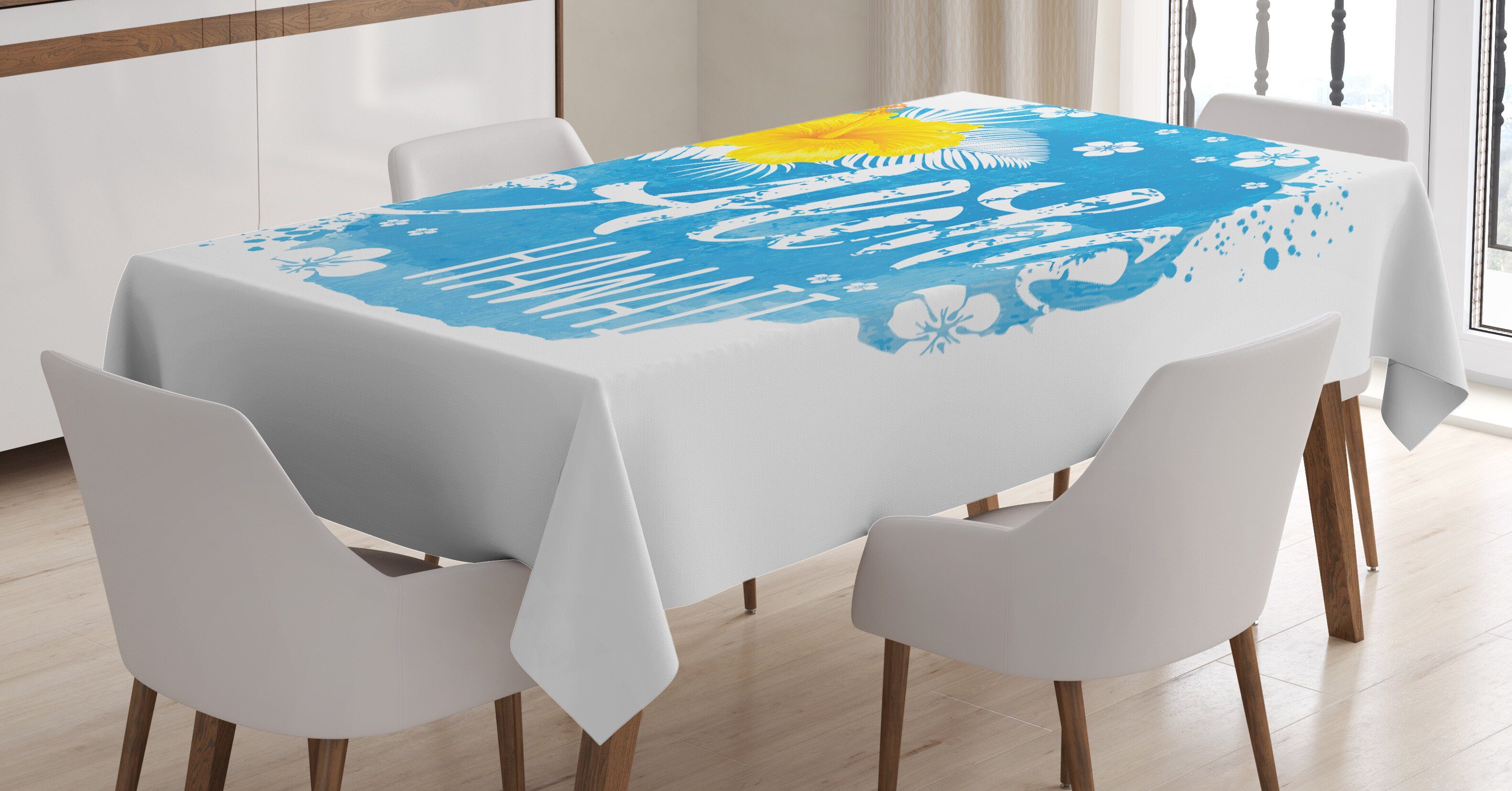 Abakuhaus Tischdecke Farbfest Waschbar Für den Außen Bereich geeignet Klare Farben, Aloha Abstrakte Knospen und Blüten