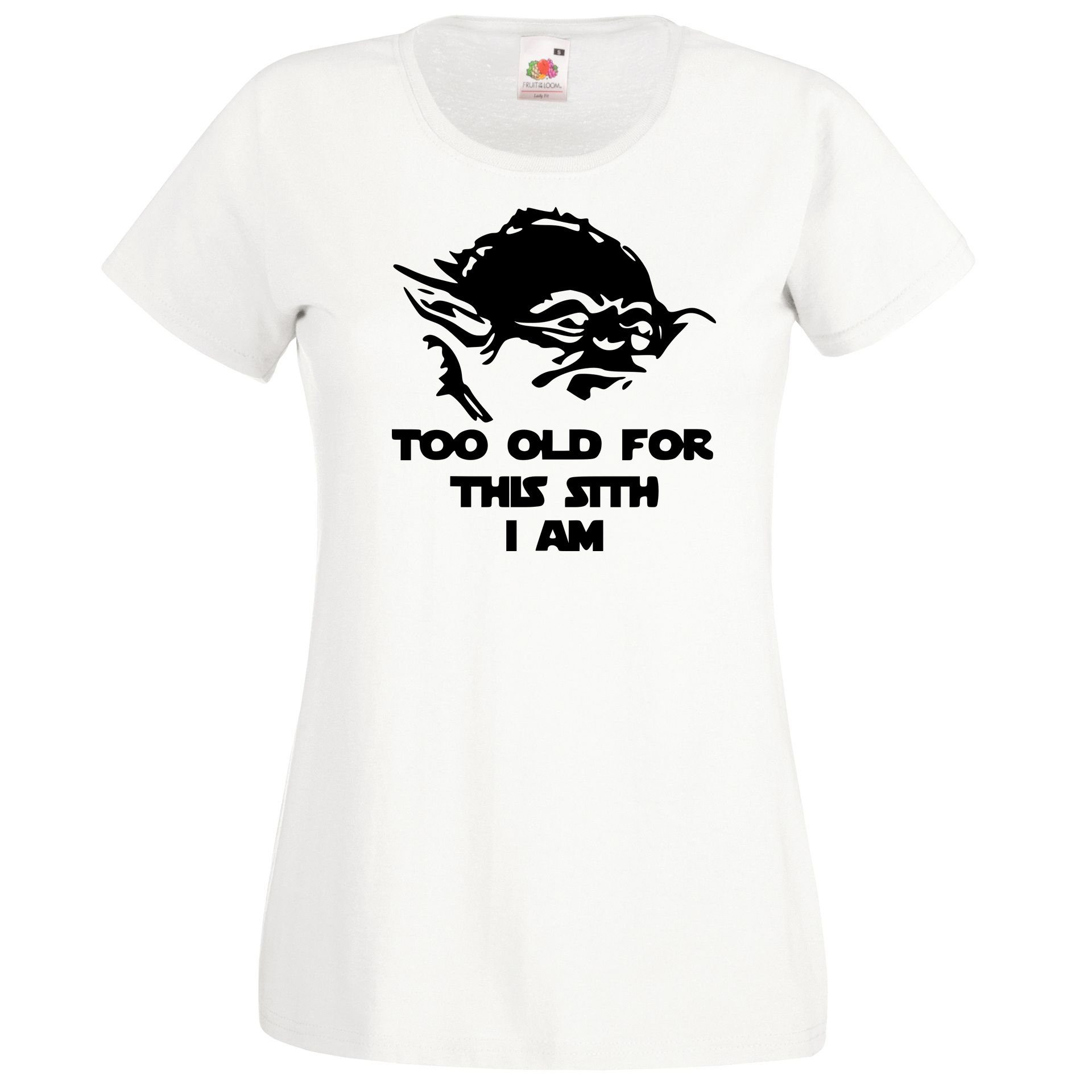 T-Shirt Old Spruch Too trendigem Damen Youth Designz mit Weiß T-Shirt Sith