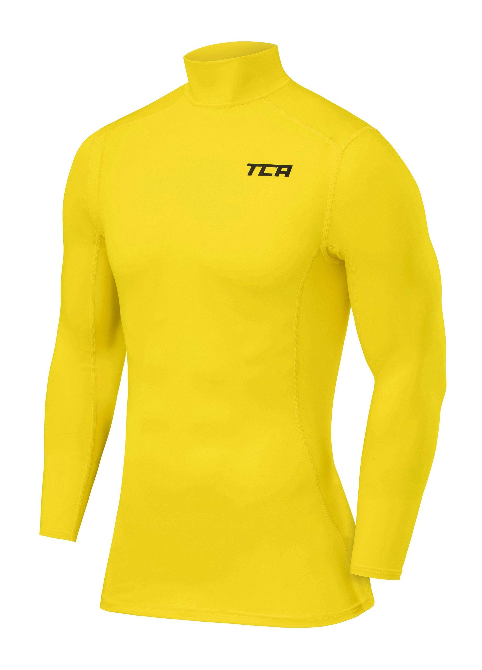 TCA Trainingsshirt TCA Herren Kompression Langarm Thermo Oberteil - Gelb, XL (1-tlg)