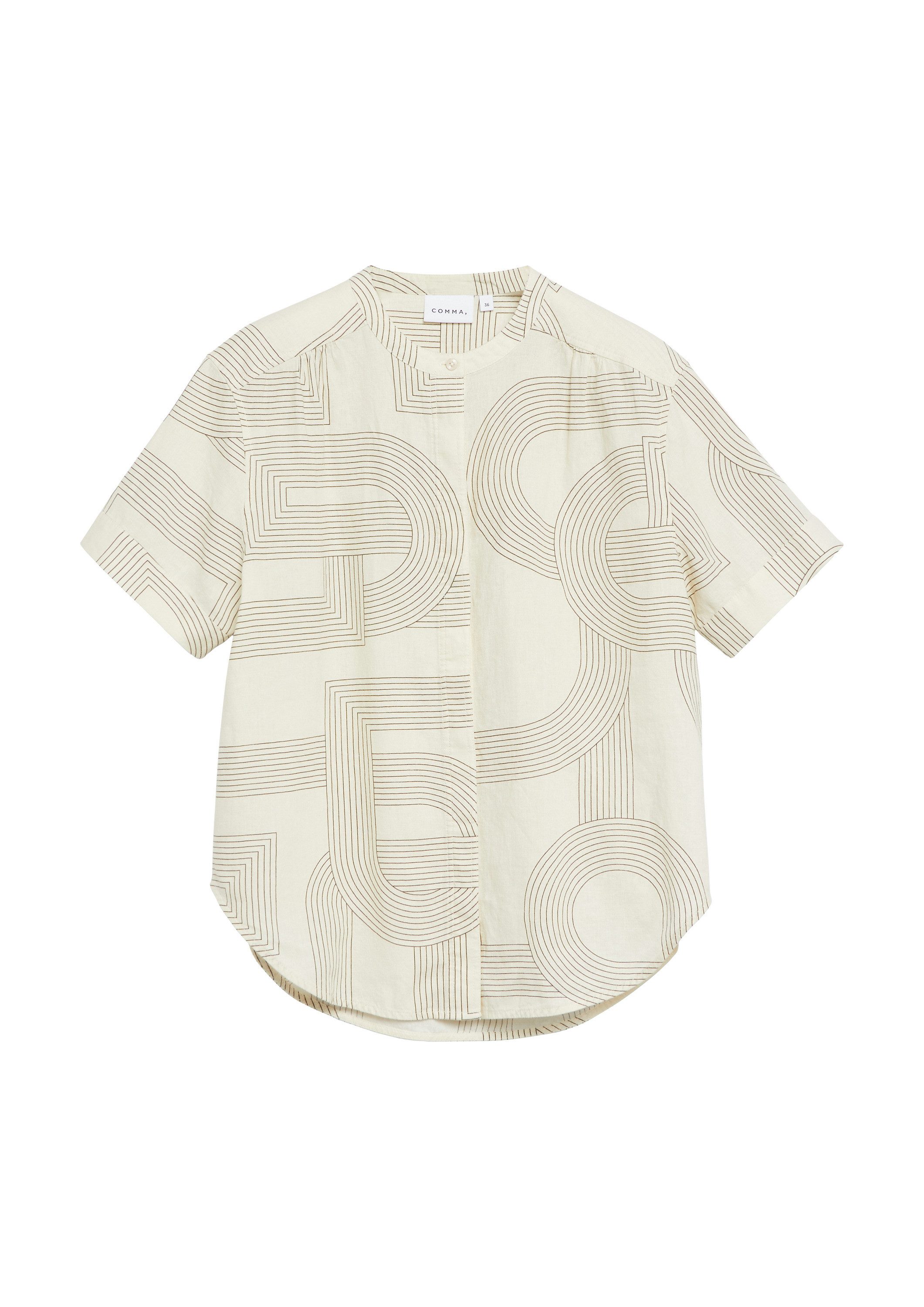 comma Kurzarmbluse Bluse Kurzarm-Bluse aus Leinenmix