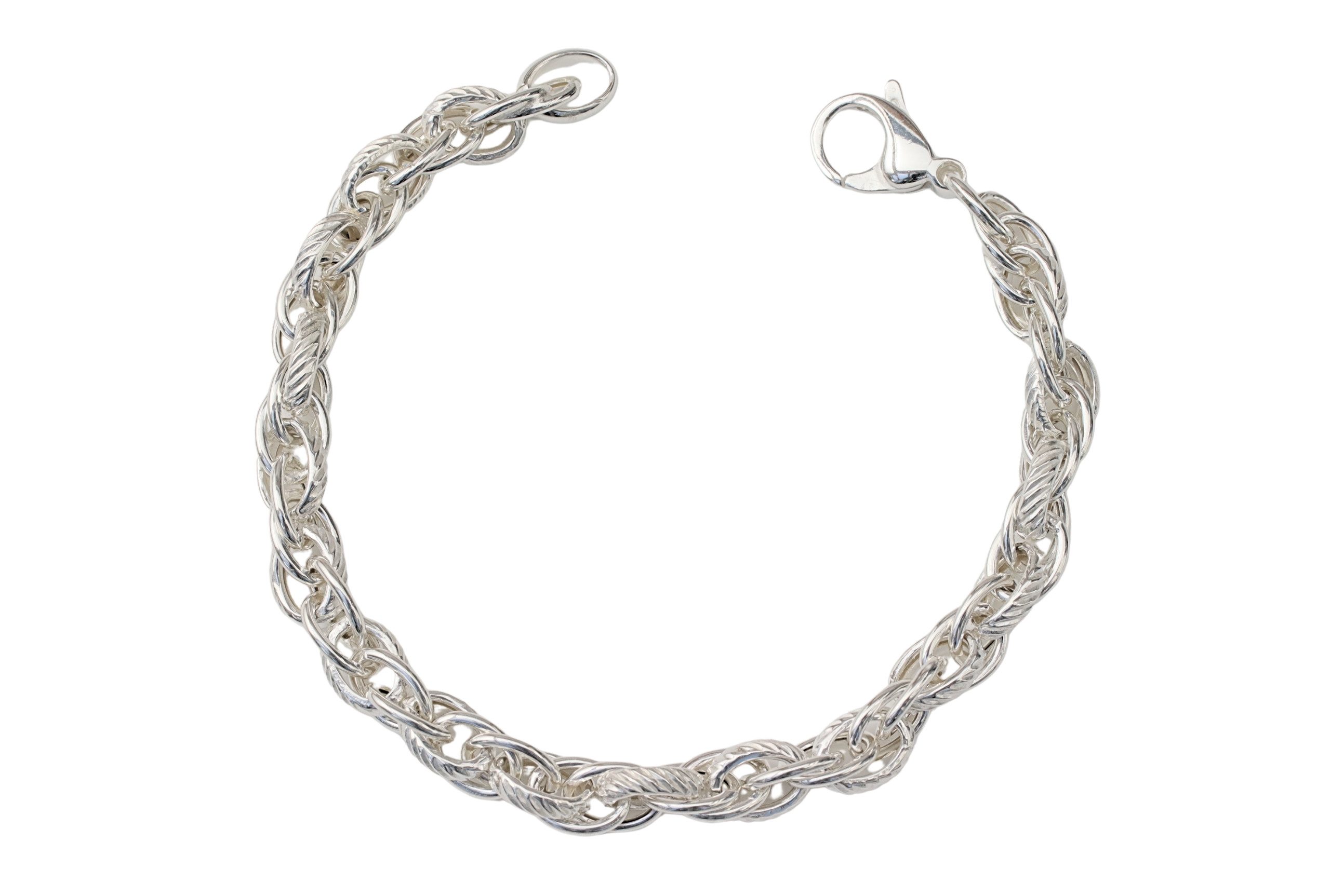 SILBERMOOS Silberarmband Elegantes Armband mit doppeltem Rundanker-Geflecht, 925 Sterling Silber