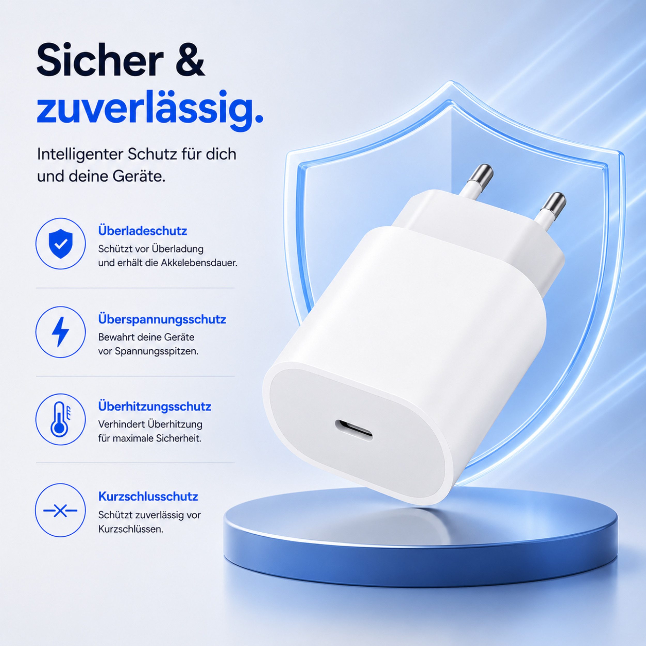 PlugUp 20W USB-C Ladestecker Schnellladegerät Power Adapter Smartphone-Ladegerät (2220 mA, 2-tlg., Für iPhone X XR XS 11 12 13 14 15 16 17 Pro Max Air SE iPad A – Bild 4 von 5