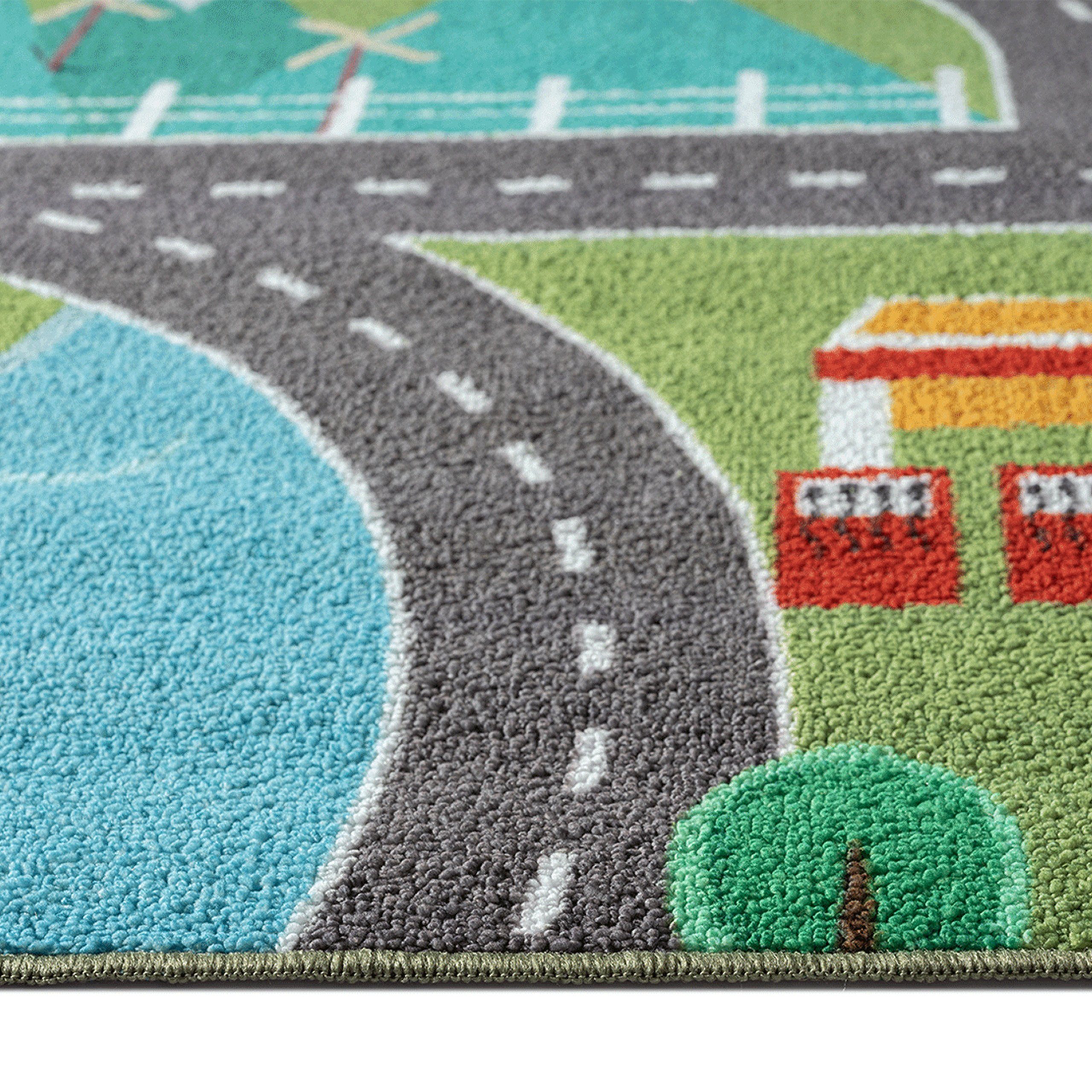 TeppichHome24 Teppich Spielteppich - Straßenteppich in Grün, rechteckig, Höhe: 10 mm – Bild 4 von 5