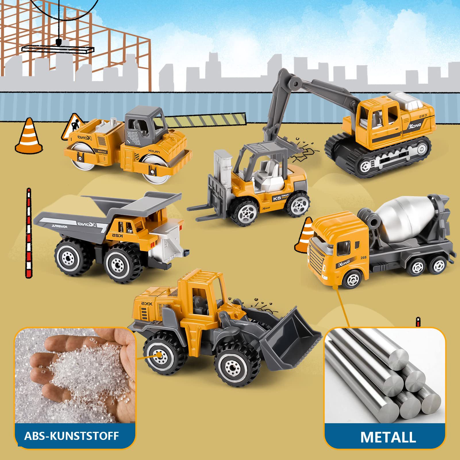CLTYQ Spielzeug-Baumaschine Baustellenfahrzeuge, Construction Set mit günstig online kaufen