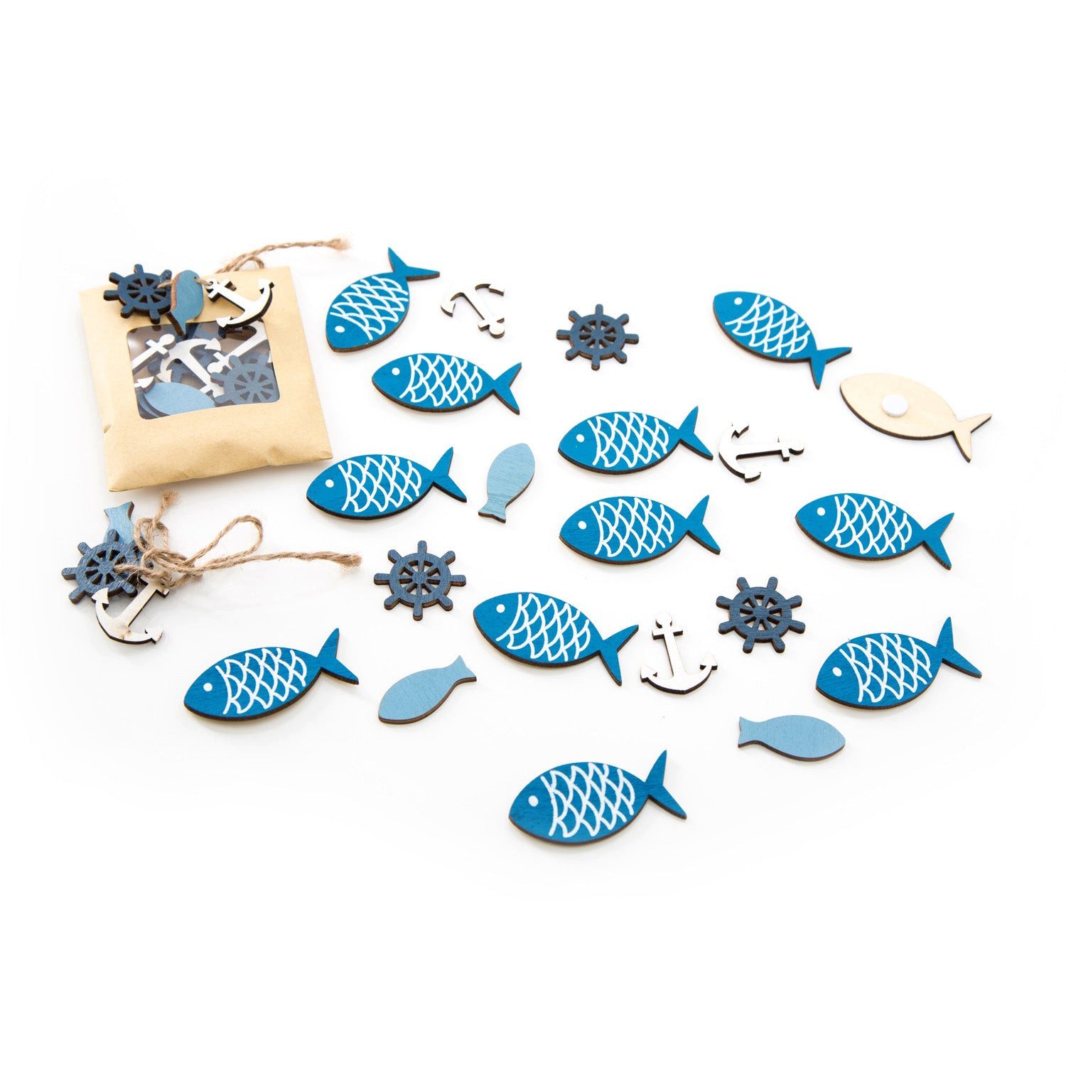 Logbuch-Verlag Dekofigur Maritimes Tischdeko Set 36 teilig blau aus Holz zu günstig online kaufen