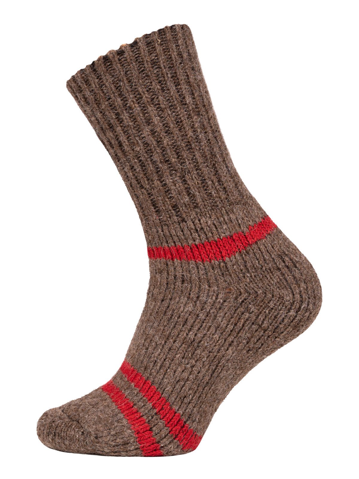 HomeOfSocks Socken 95% Wollsocken Alpaka Streifen Design Krempelbar Extra dicke und strapazierfähige Socken mit 95% Wolle Alpakawolle