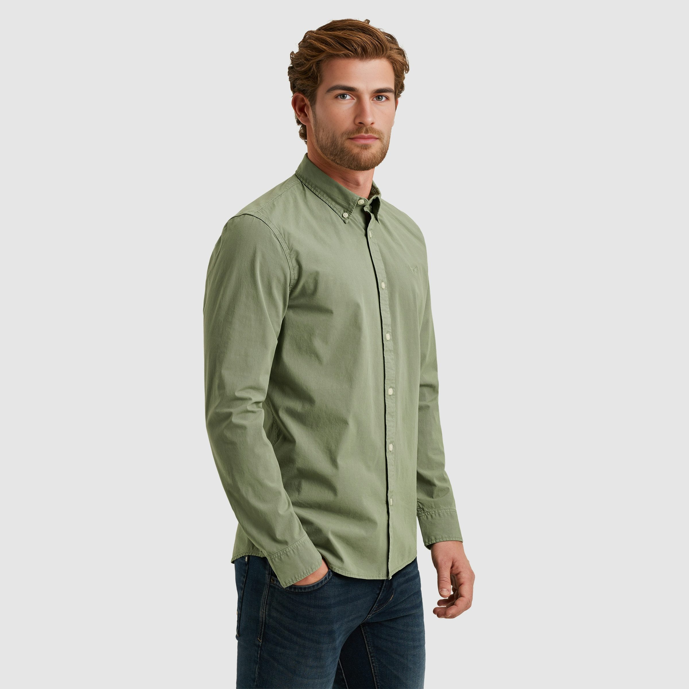 PME LEGEND Langarmhemd mit Logo Stickerei