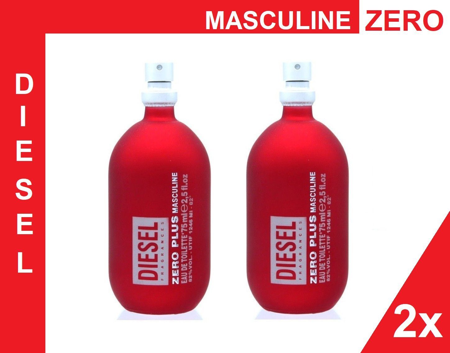 Eau de Toilette Diesel Zero Plus Masculine Eau de Toilette 75ml Spray (2 Stück)