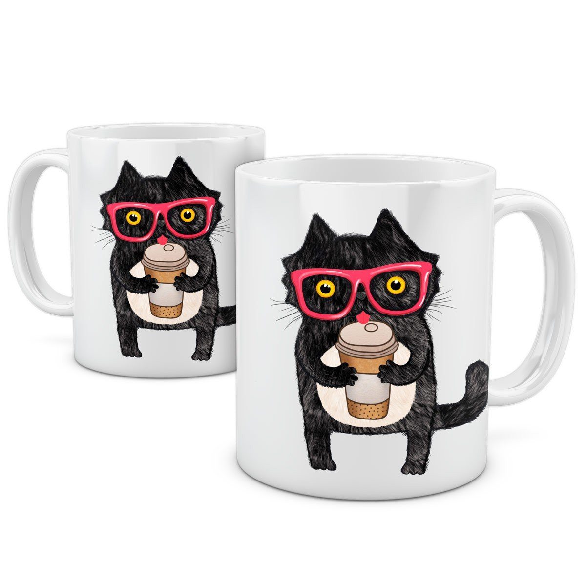 Tasse Tasse, Keramik, junkie mieze koffein katzenliebhaber cat katzen cafe style3 bohnen Schwarz Coffee baritsta Kaffeebecher