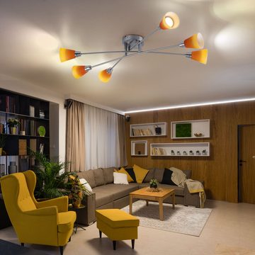 etc-shop LED Deckenleuchte, Leuchtmittel inklusive, Warmweiß, LED Decken Fluter Leuchte gelb orange Lampe Beleuchtung