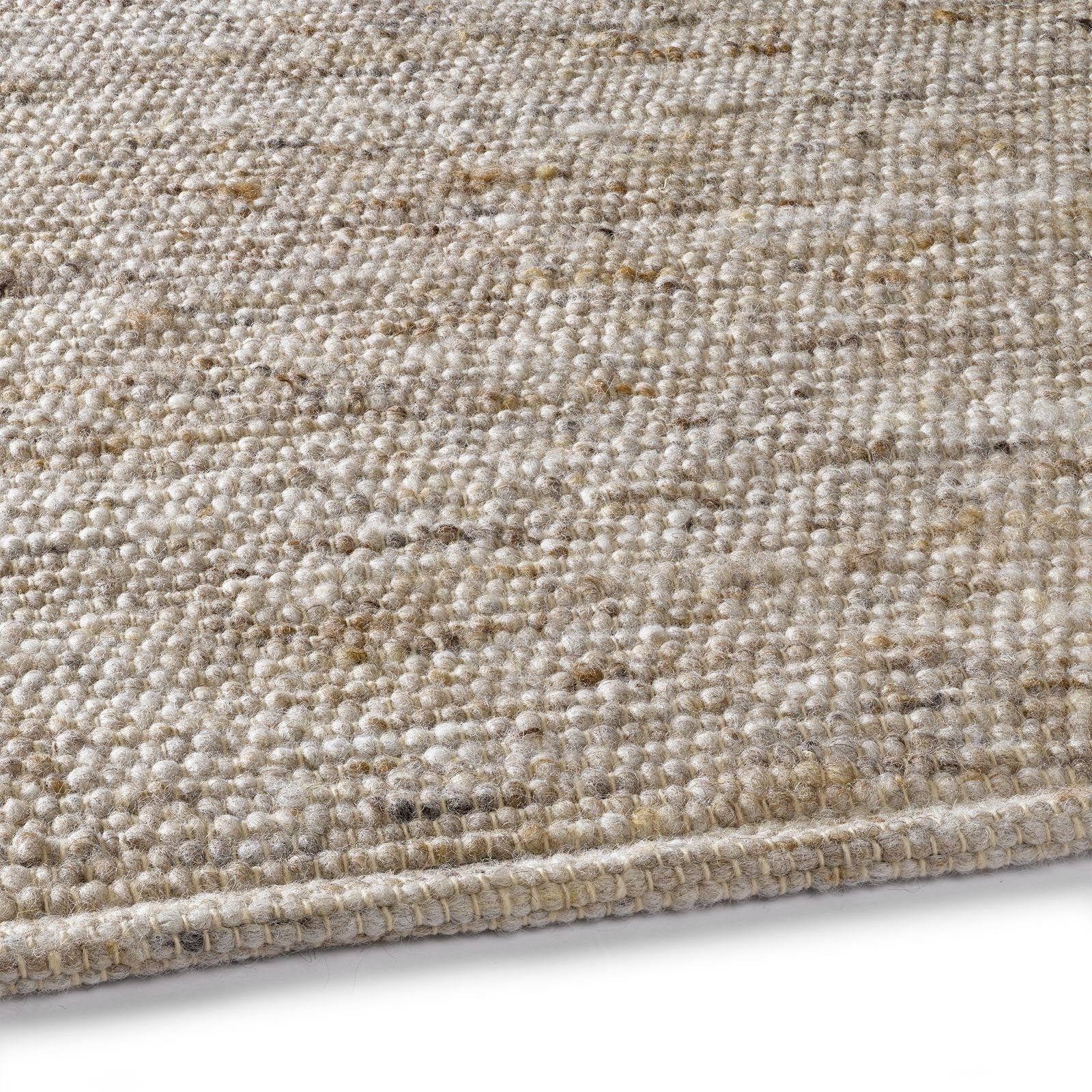 TaraCarpet Wollteppich TaraCarpet Handwebteppich Malmoe, rechteckig, Höhe: 10 mm, Schurwolle Webteppich sand meliert Wohnzimmer Schlafzimmer 070x130