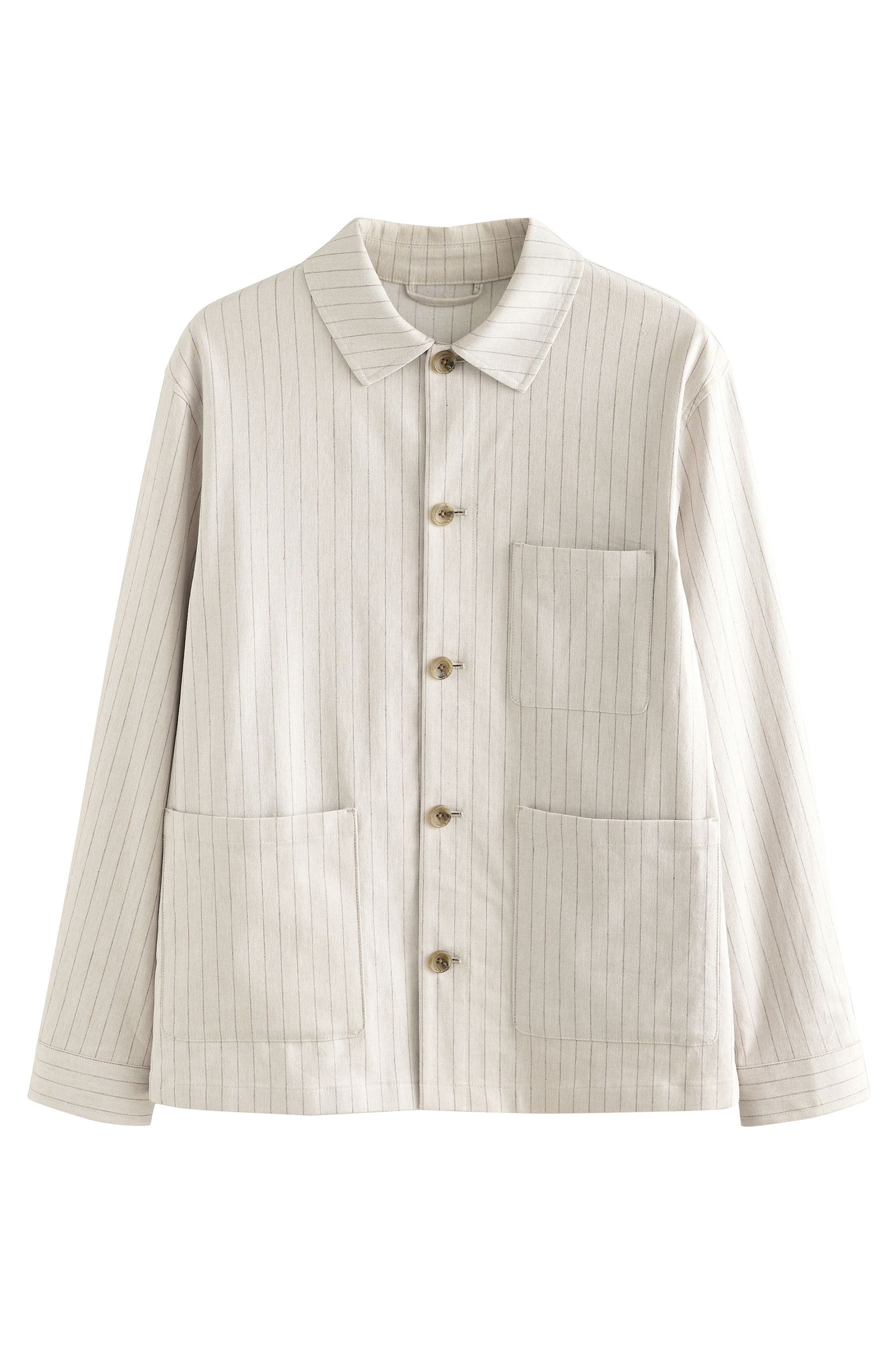 Next Sakko Gestreifte Hemdjacke aus Leinengemisch günstig online kaufen