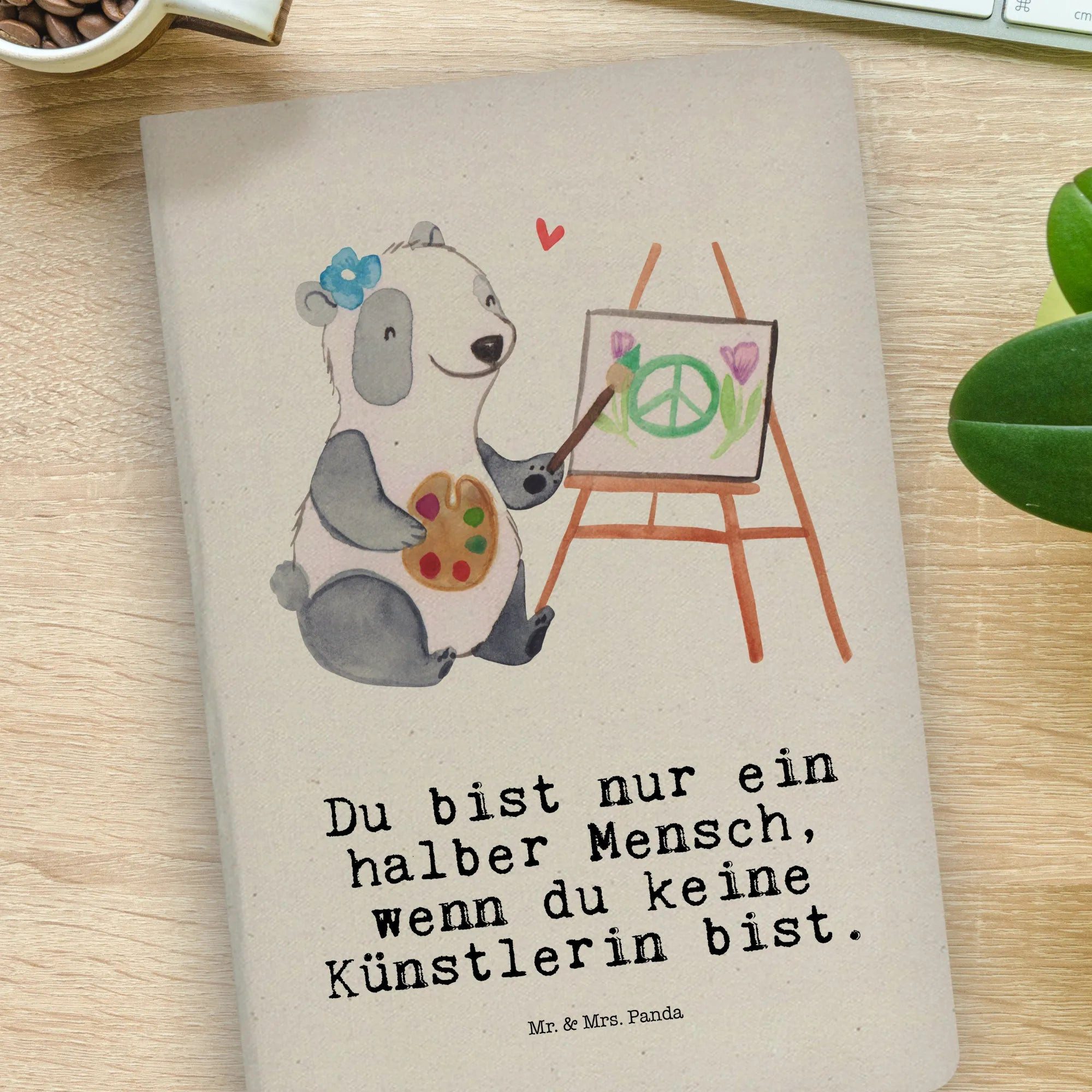 Thumbnail - Mr. & Mrs. Panda Notizbuch Künstlerin Herz - Transparent - Geschenk, Natur Notizbuch A4, Stoff N Mr. & Mrs. Panda, Bezau...