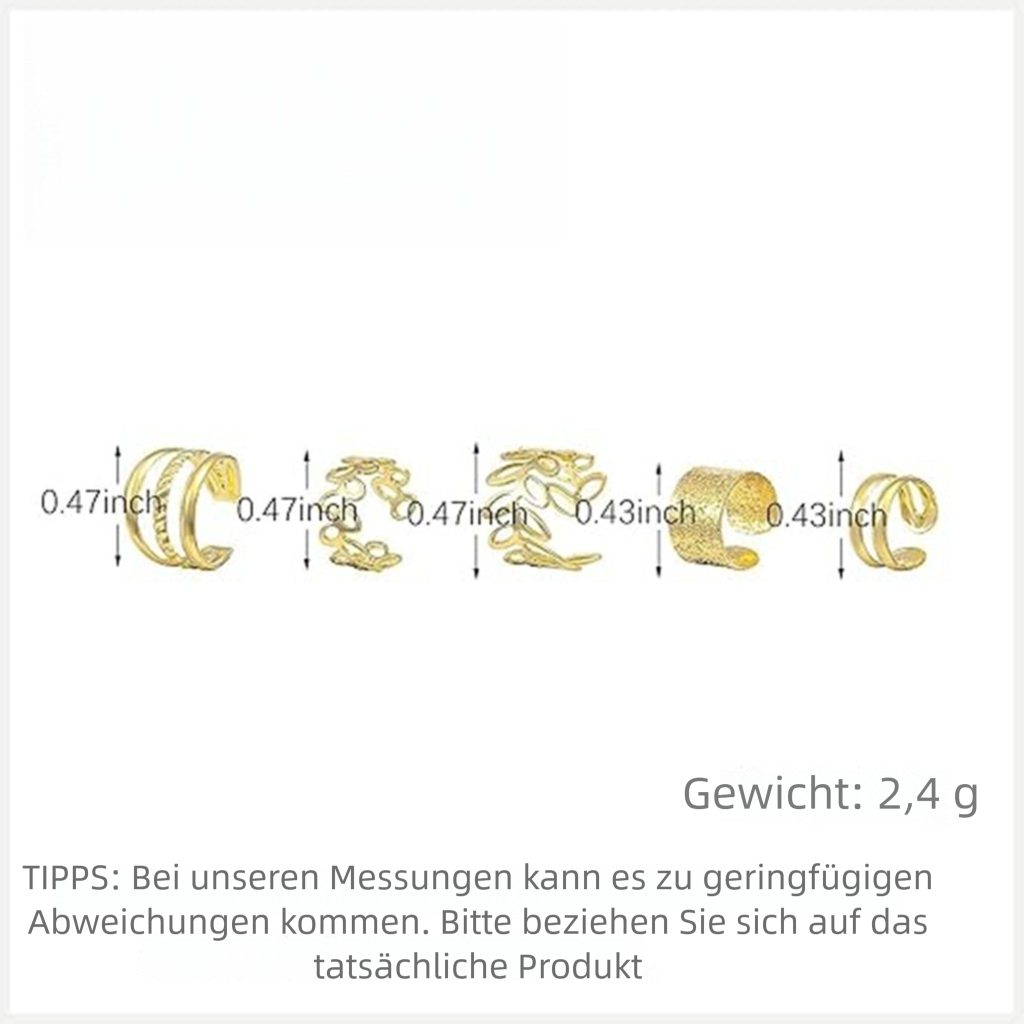 VEKROBOT Ohrstecker-Set Retro Ohrclips 5 C förmige Clips mehrlagiges Blatt günstig online kaufen