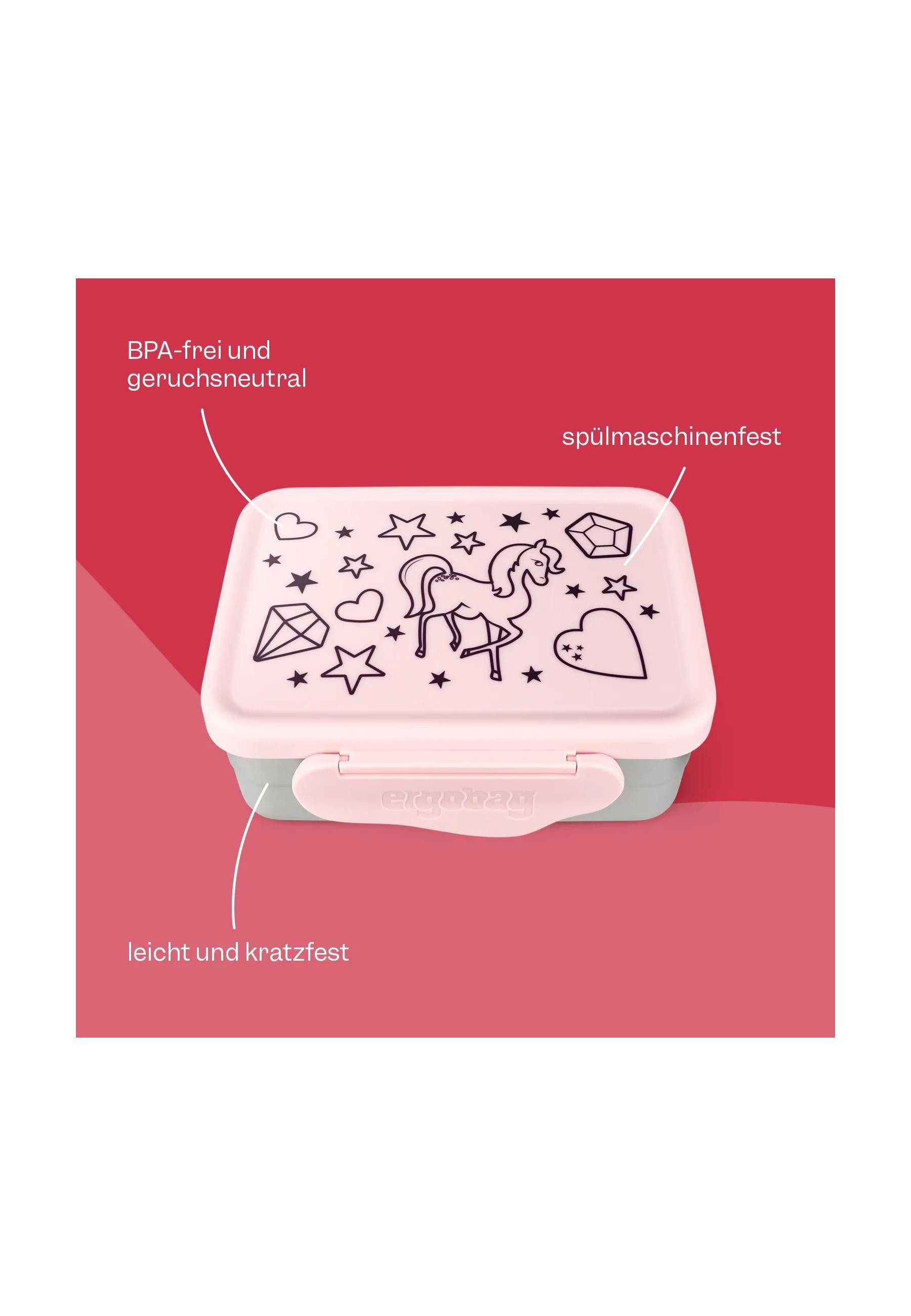 ergobag Lunchbox Edelstahl Brotdose ., Edelstahl, (Edelstahl Brotdose, 3-tlg., 1x Brotdose, 1x Trennfach), spülmaschinengeeignet