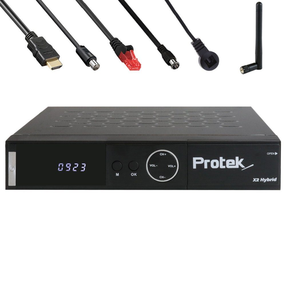 Antennen, Satellitenreceiver X2 inkl. & Koax- 4K Combo Protek Netzwerkkabel