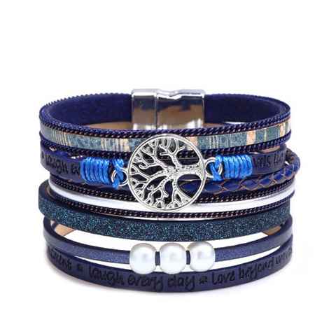 Alster Herz Wickelarmband Lebensbaum Armband für Damen, Wickelarmband mit Perlen, J0333, Armschmuck