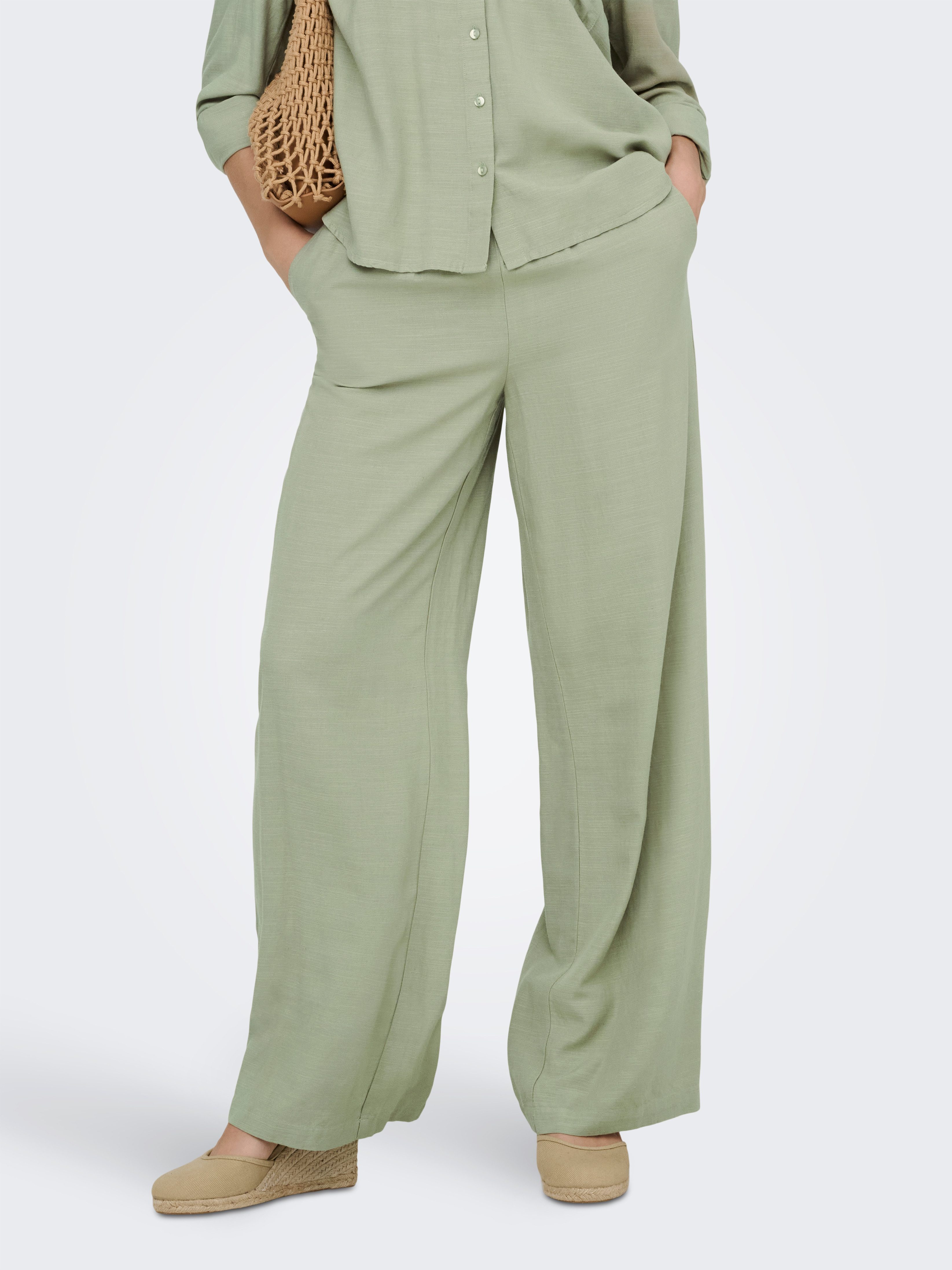 JDY Schlupfhose JDYCAYA LINEN MW PANT WVN DIA Sommerhose mit Leinen