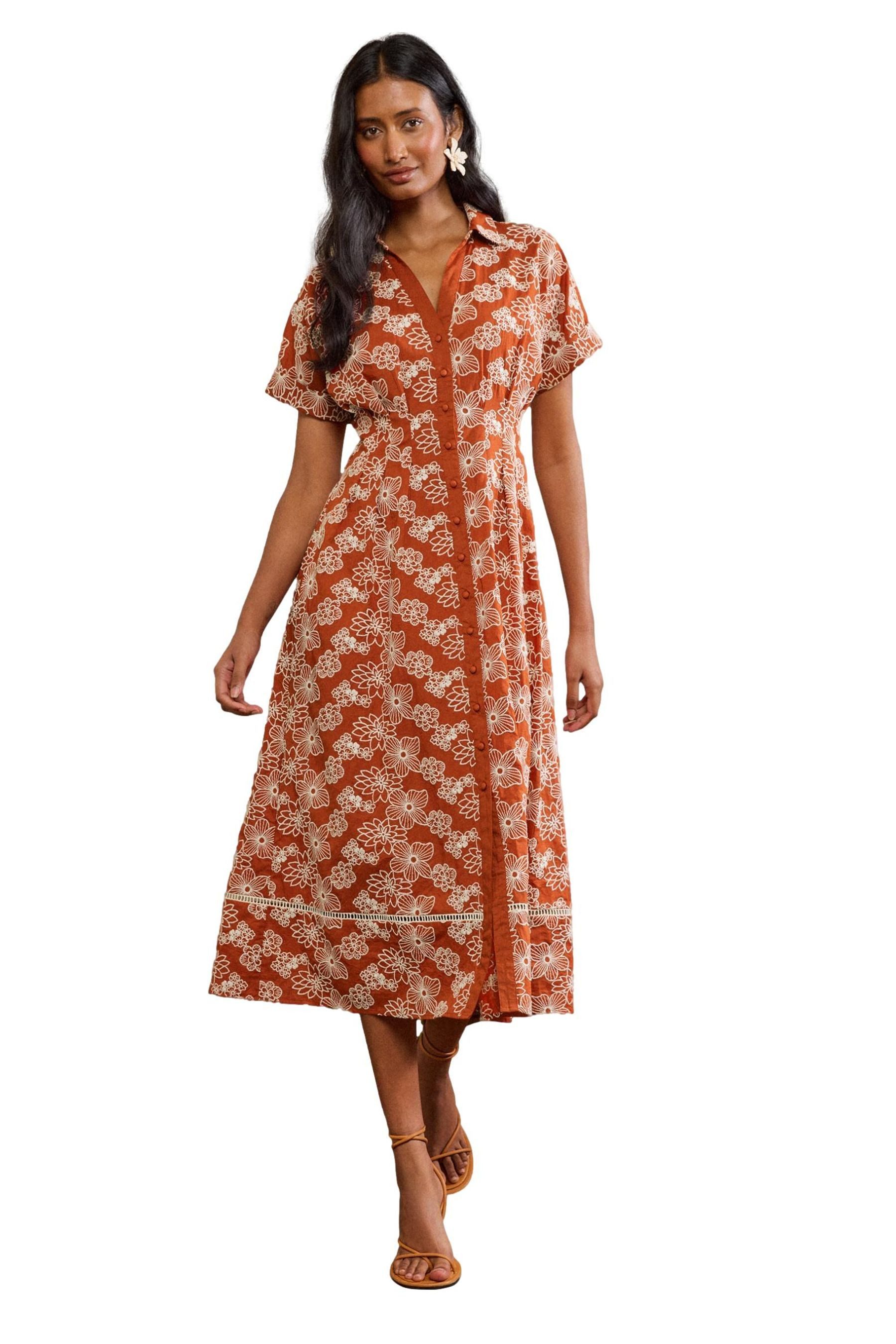 Love & Roses Midikleid Love & Roses Midi-Hemdblusenkleid, Lochstickerei (1-tlg)