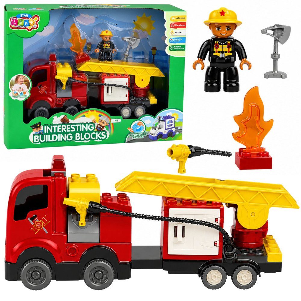 Wisam Lernspielzeug Feuerwehr-Motorisiertes Feuerwehrauto-Feuerwehrfiguren-Bausteinset