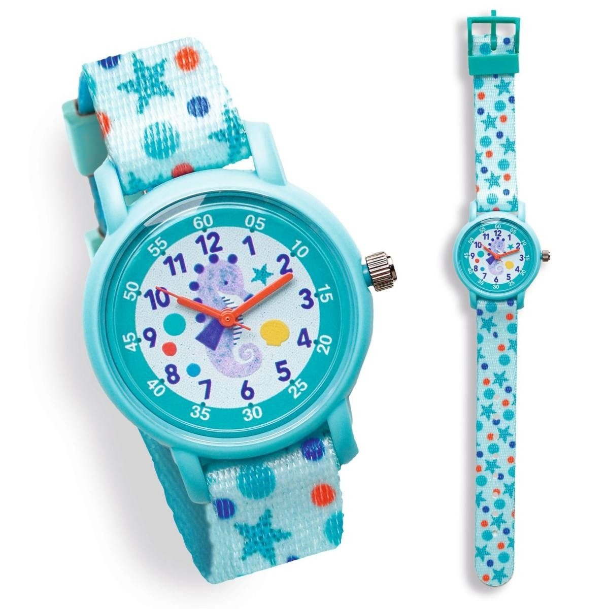 DJECO Quarzuhr Kinderarmbanduhr zum Uhrzeitlernen in buntem Design