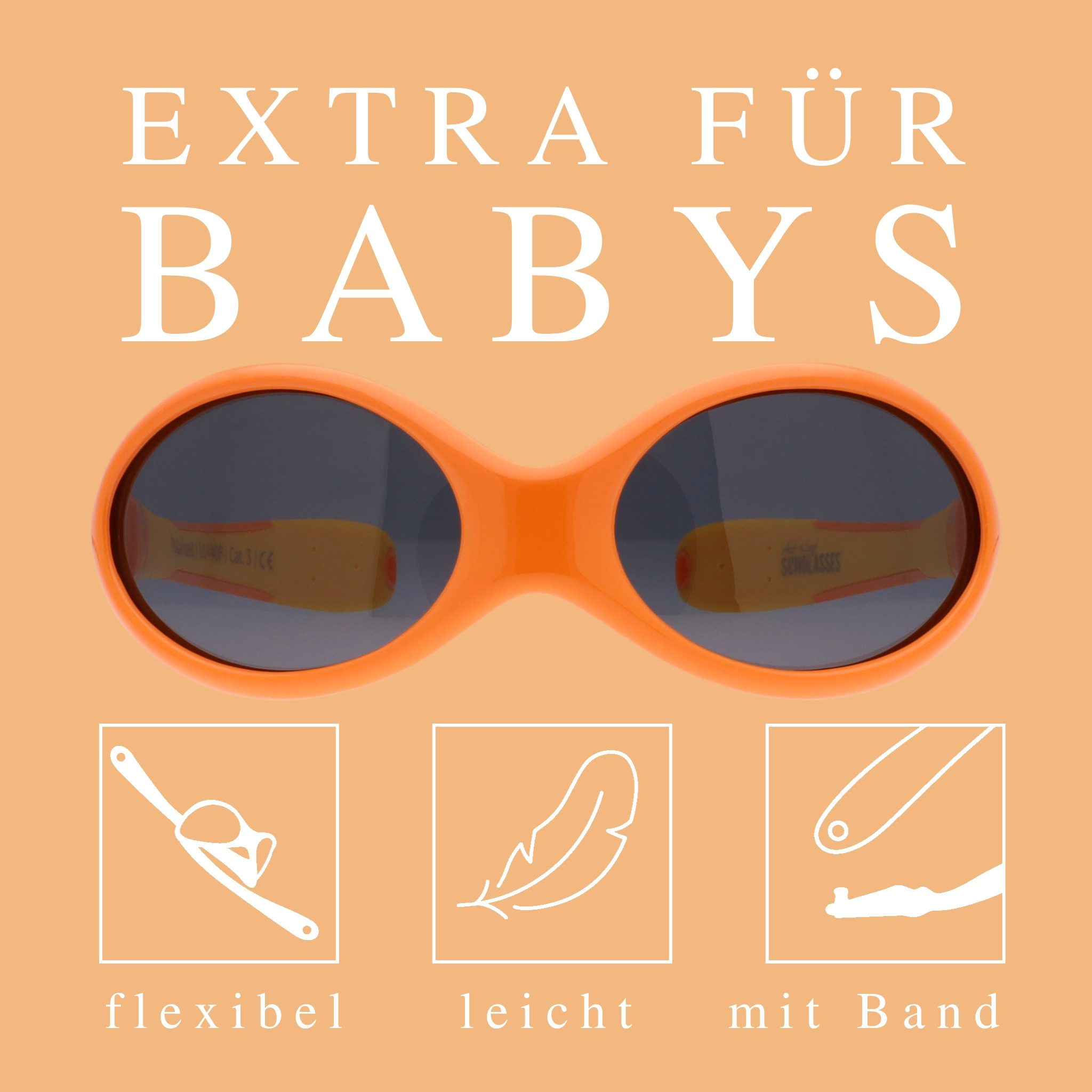 ActiveSol Sonnenbrille Baby 0-24 Monate (in bunten Farben & mit pfiffigen Motiven) Polarisiert, BPA-frei, mit Kopfband