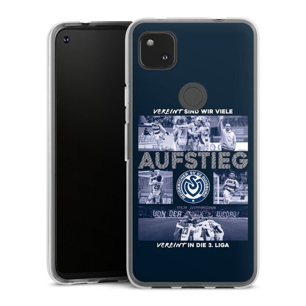 DeinDesign Handyhülle MSV Duisburg Aufstieg Offizielles Lizenzprodukt, Google Pixel 4a Silikon Hülle Bumper Case Handy Schutzhülle
