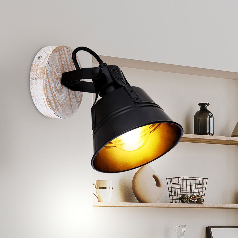 etc-shop LED Wandleuchte, Leuchtmittel inklusive, Warmweiß, RETRO Wand Strahler Filament Wohn Zimmer Beleuchtung Holz Spot Lampe | Wandleuchten