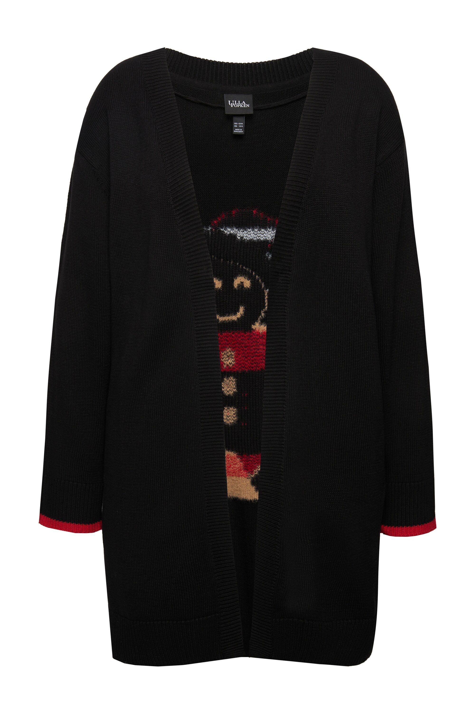 Ulla Popken Strickjacke Strickjacke Lebkuchenmann offene Jacke